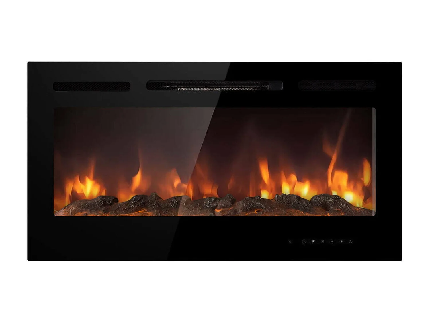 Cheminée Électrique Potoprens, Surface Chauffée 30 m2 Fabriquée en Italie, 101.6x14x54.6h cm Noir