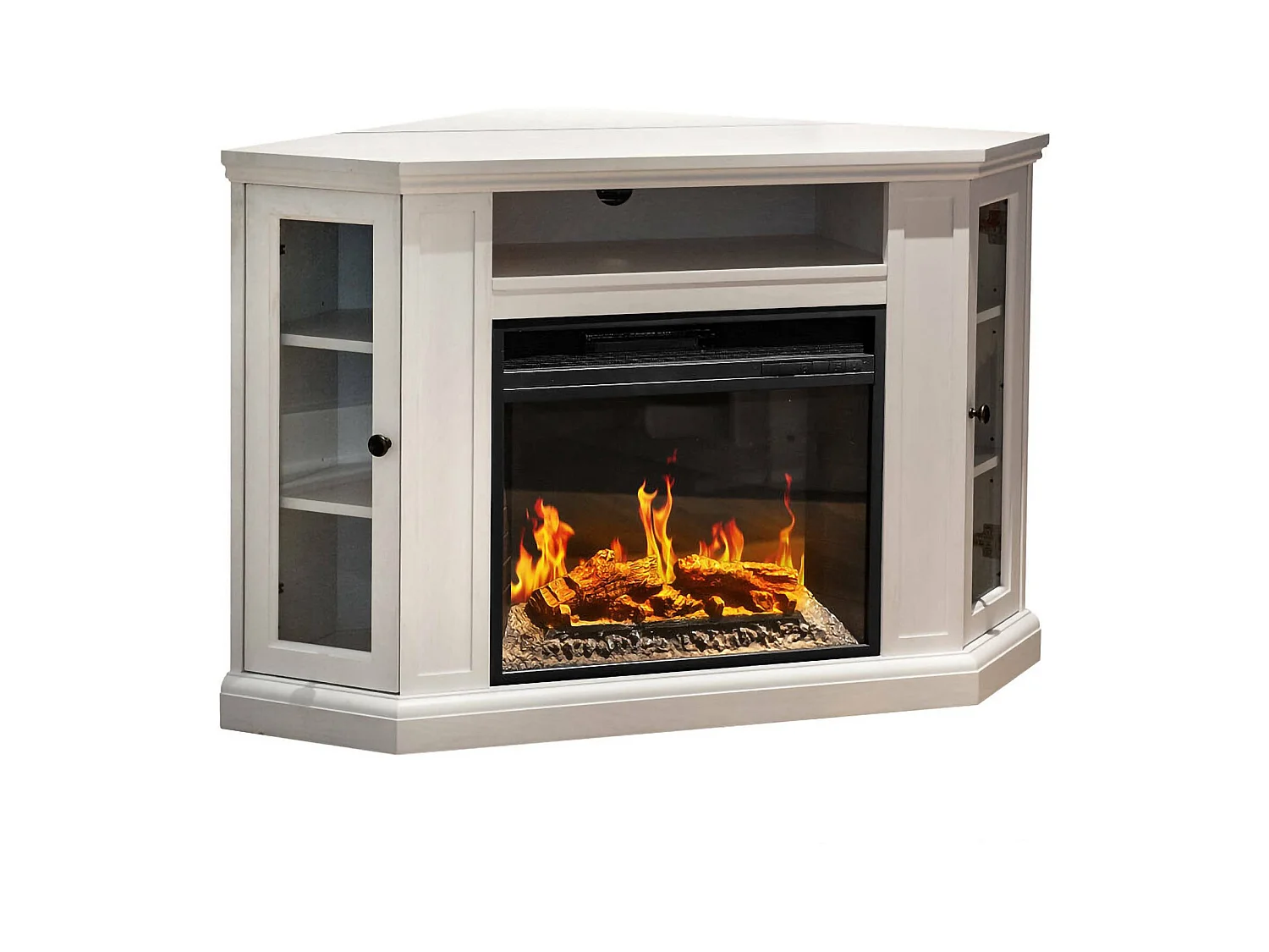 Cheminée Électrique Alonte, Surface Chauffable 30 m² Made in Italy, 78x126x80.5h cm Blanc