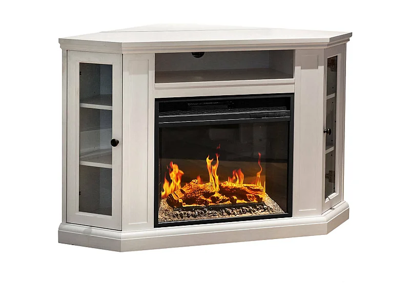 Elektrischer Kamin Alonte, Heizfläche 30 m² Made in Italy, 78x126x80,5h cm Weiß