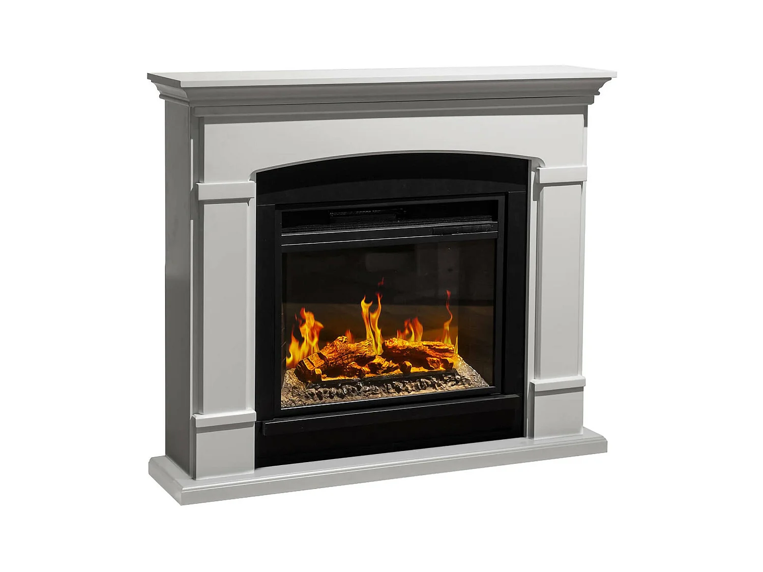 Cheminée Électrique Angrogna, Surface Chauffable 30 m² Made in Italy, 24x107x95,2h cm Blanc