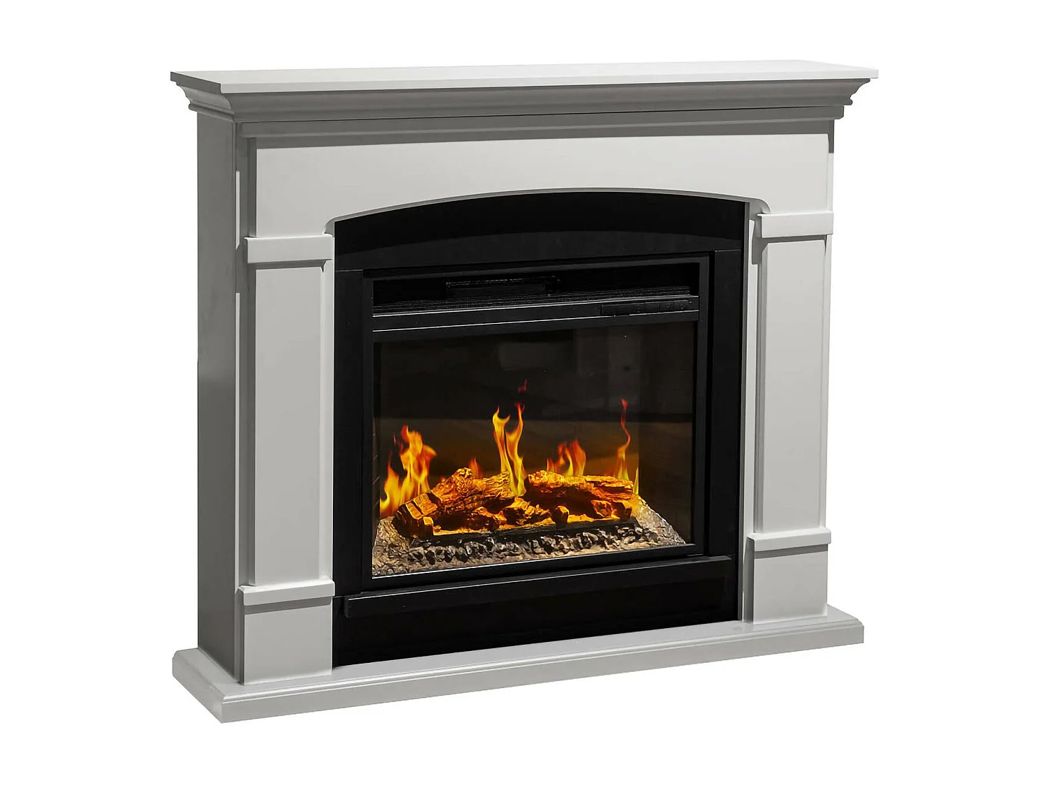 Chimenea eléctrica Casita, Estufa eléctrica, Hogar eléctrico de pared, Chimenea moderna, Made in Italy, 107x24 h95 cm, Blanco