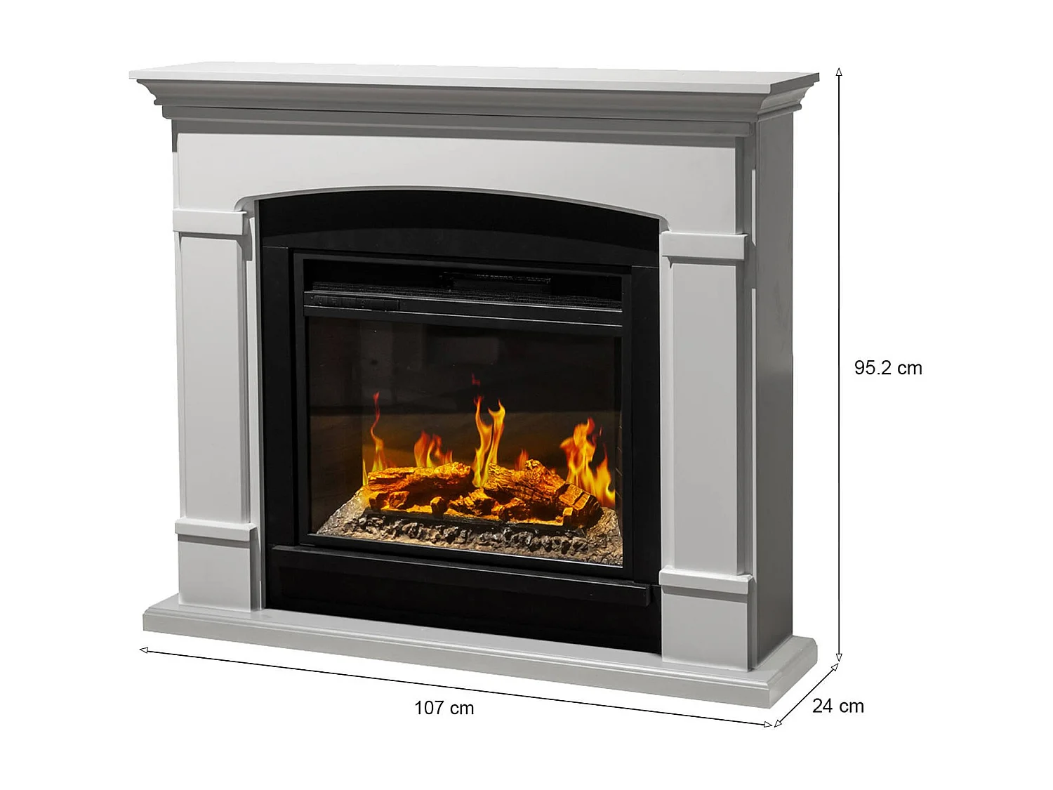 Chimenea eléctrica Casita, Estufa eléctrica, Hogar eléctrico de pared, Chimenea moderna, Made in Italy, 107x24 h95 cm, Blanco