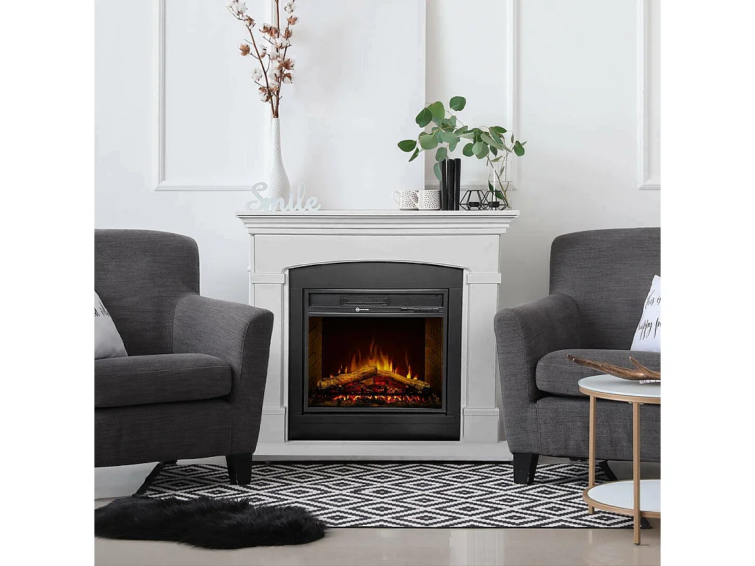 Chimenea eléctrica Casita, Estufa eléctrica, Hogar eléctrico de pared, Chimenea moderna, Made in Italy, 107x24 h95 cm, Blanco