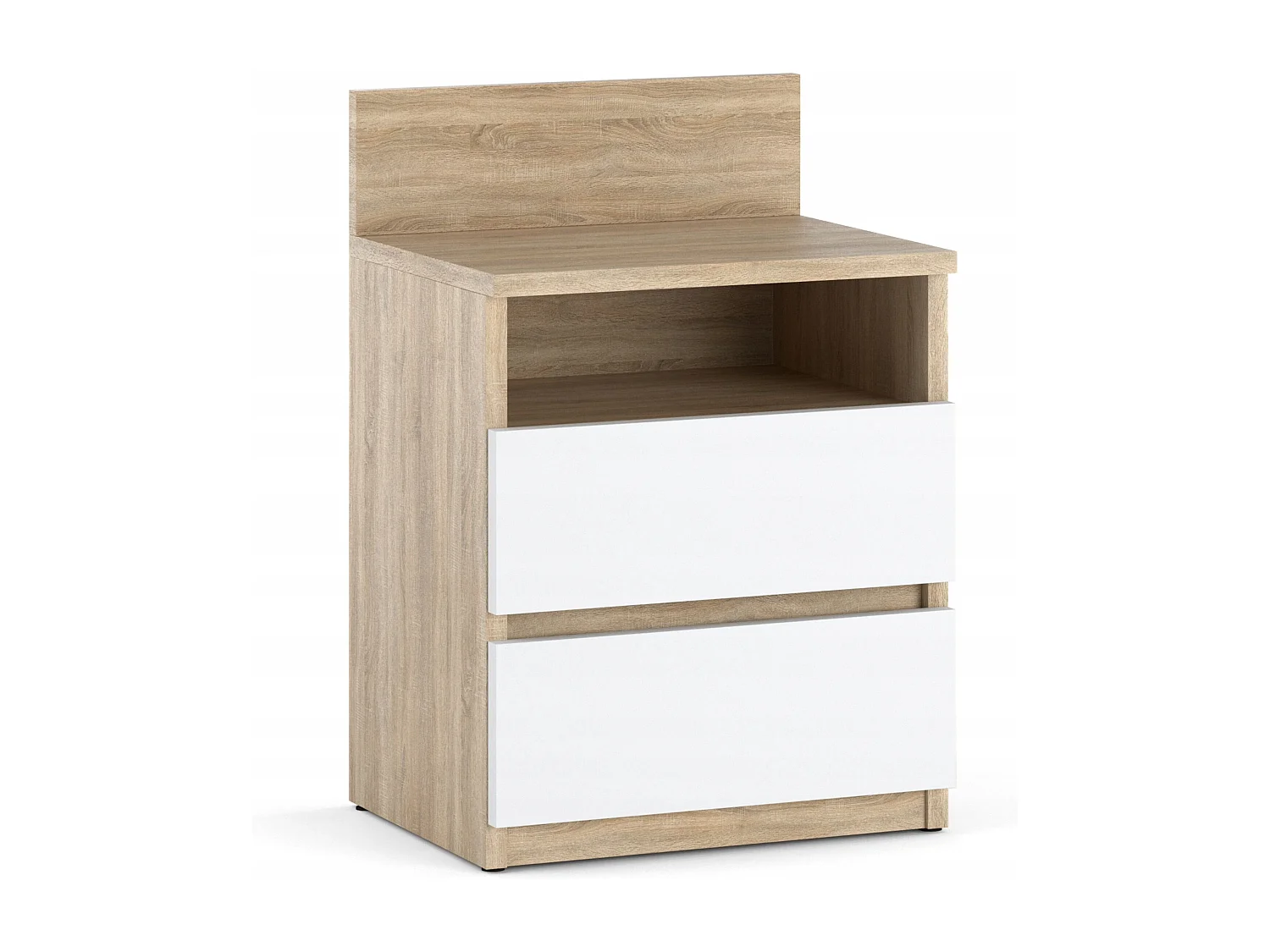 Nachtkastje Sonoma Wit Eik 40 CM 2 laden 1 plank - Slaapkamermeubels