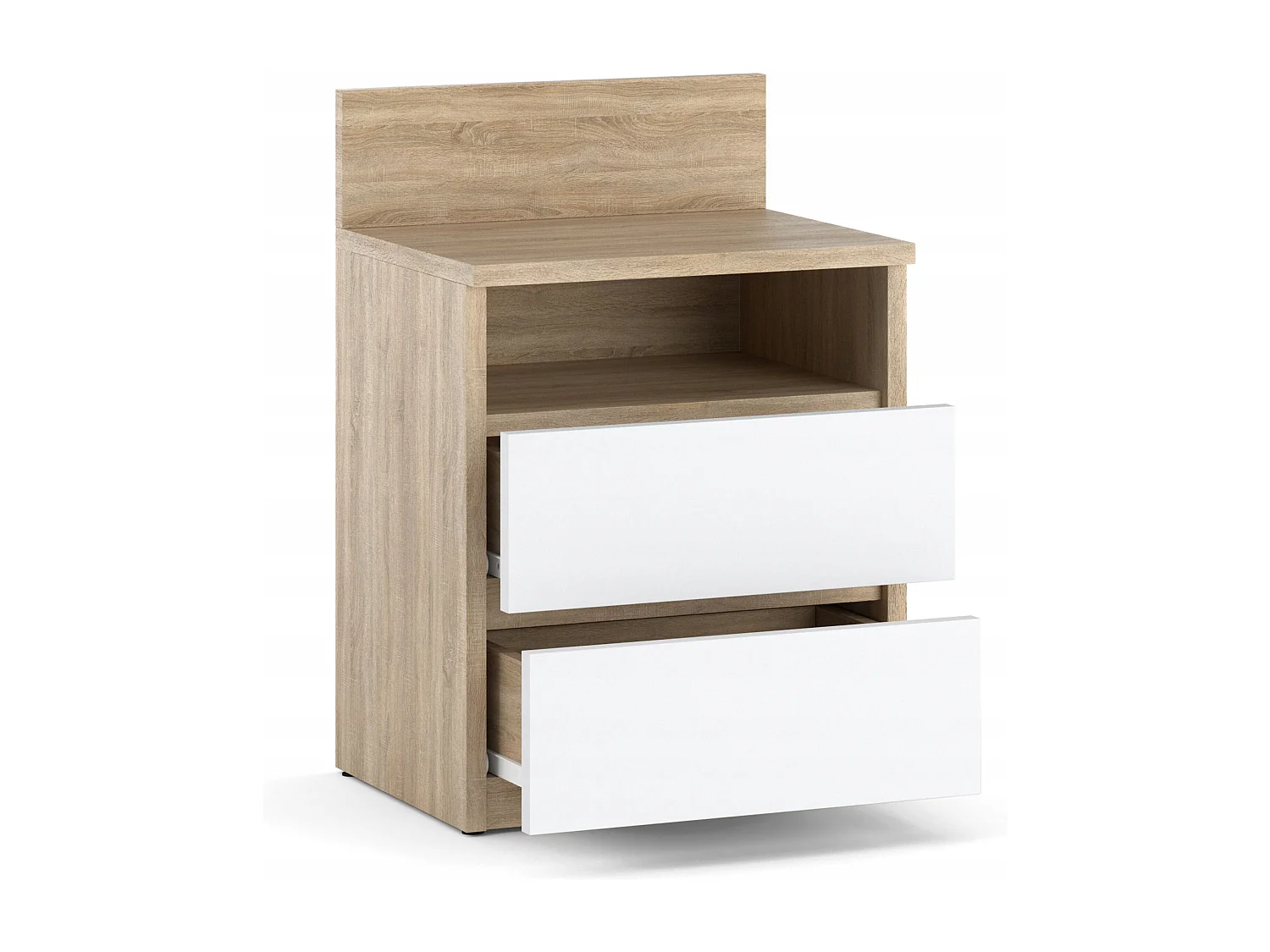 Nachtkastje Sonoma Wit Eik 40 CM 2 laden 1 plank - Slaapkamermeubels