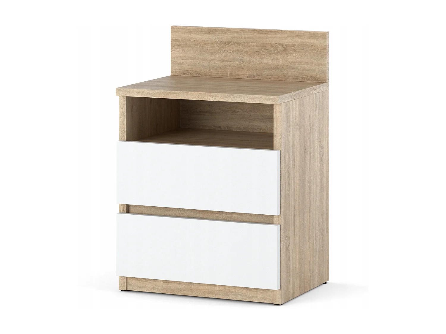 Nachtkastje Sonoma Wit Eik 40 CM 2 laden 1 plank - Slaapkamermeubels