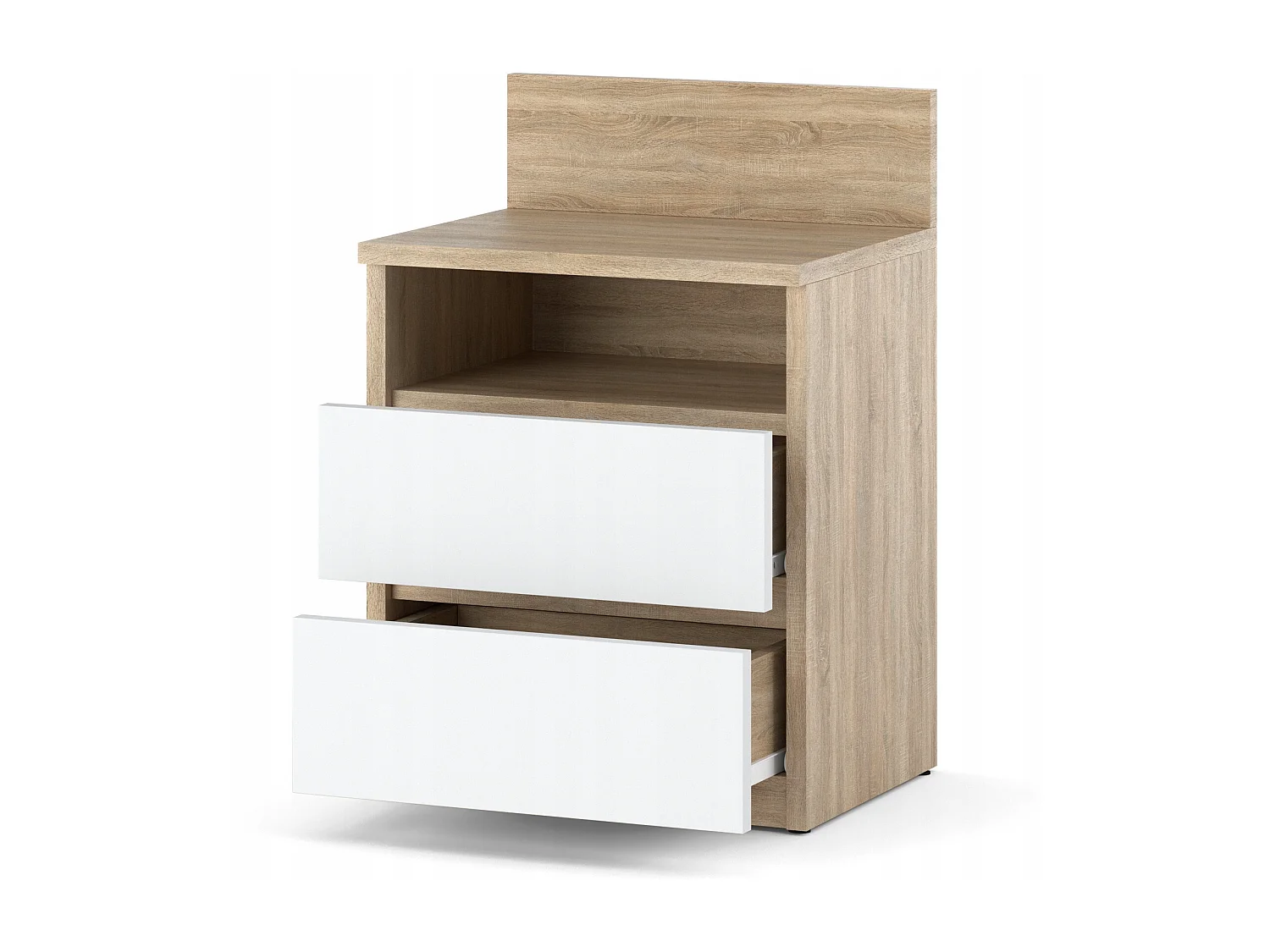 Nachtkastje Sonoma Wit Eik 40 CM 2 laden 1 plank - Slaapkamermeubels