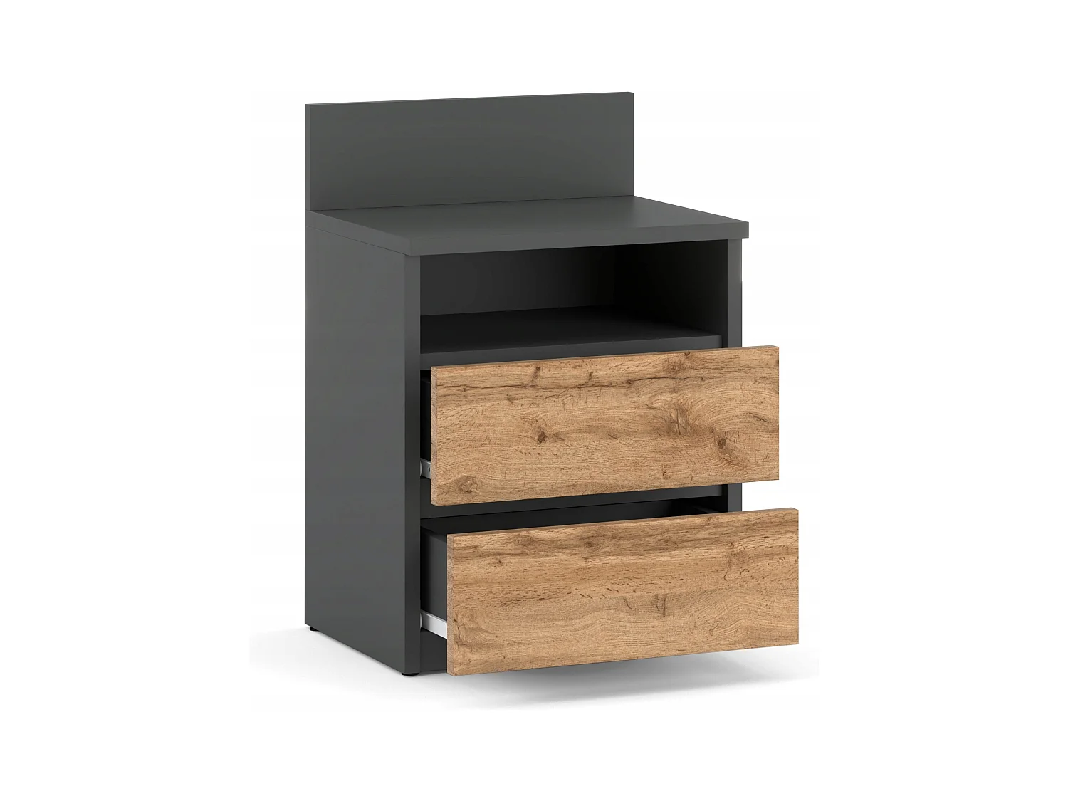 Table de chevet Gris Chêne Wotan, 40 cm, 2 tiroirs, table de nuit pour chambre à coucher