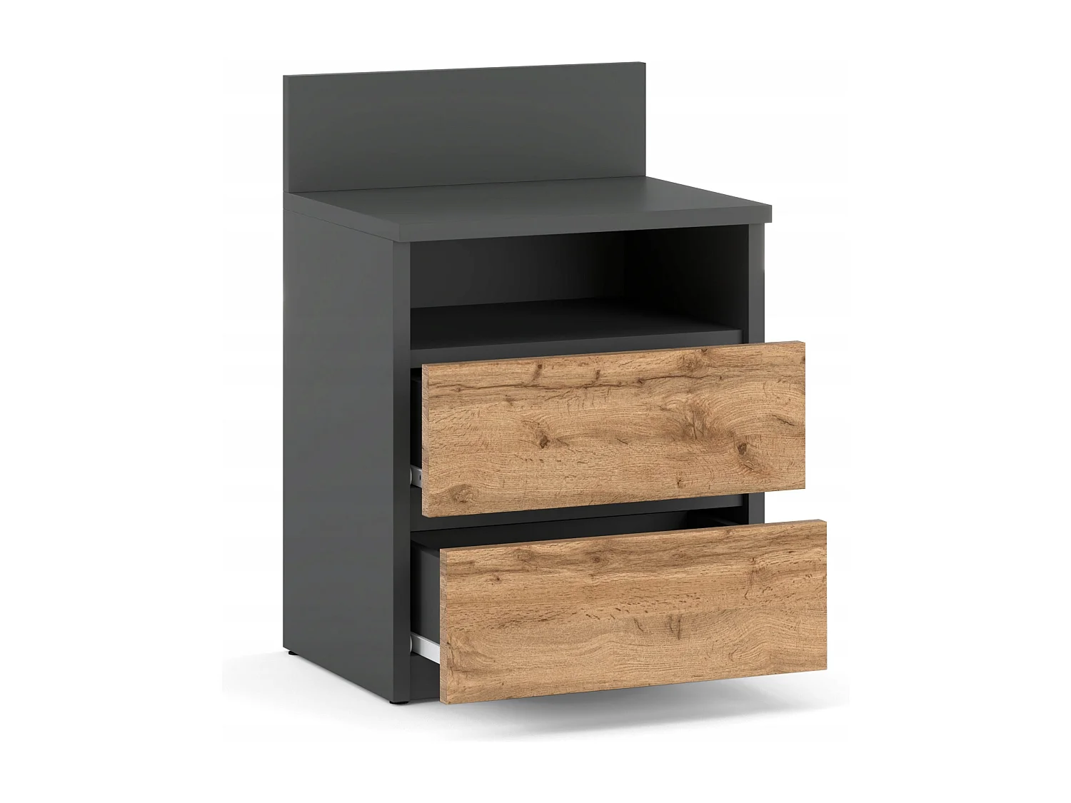 Table de chevet Gris Chêne Wotan, 40 cm, 2 tiroirs, table de nuit pour chambre à coucher