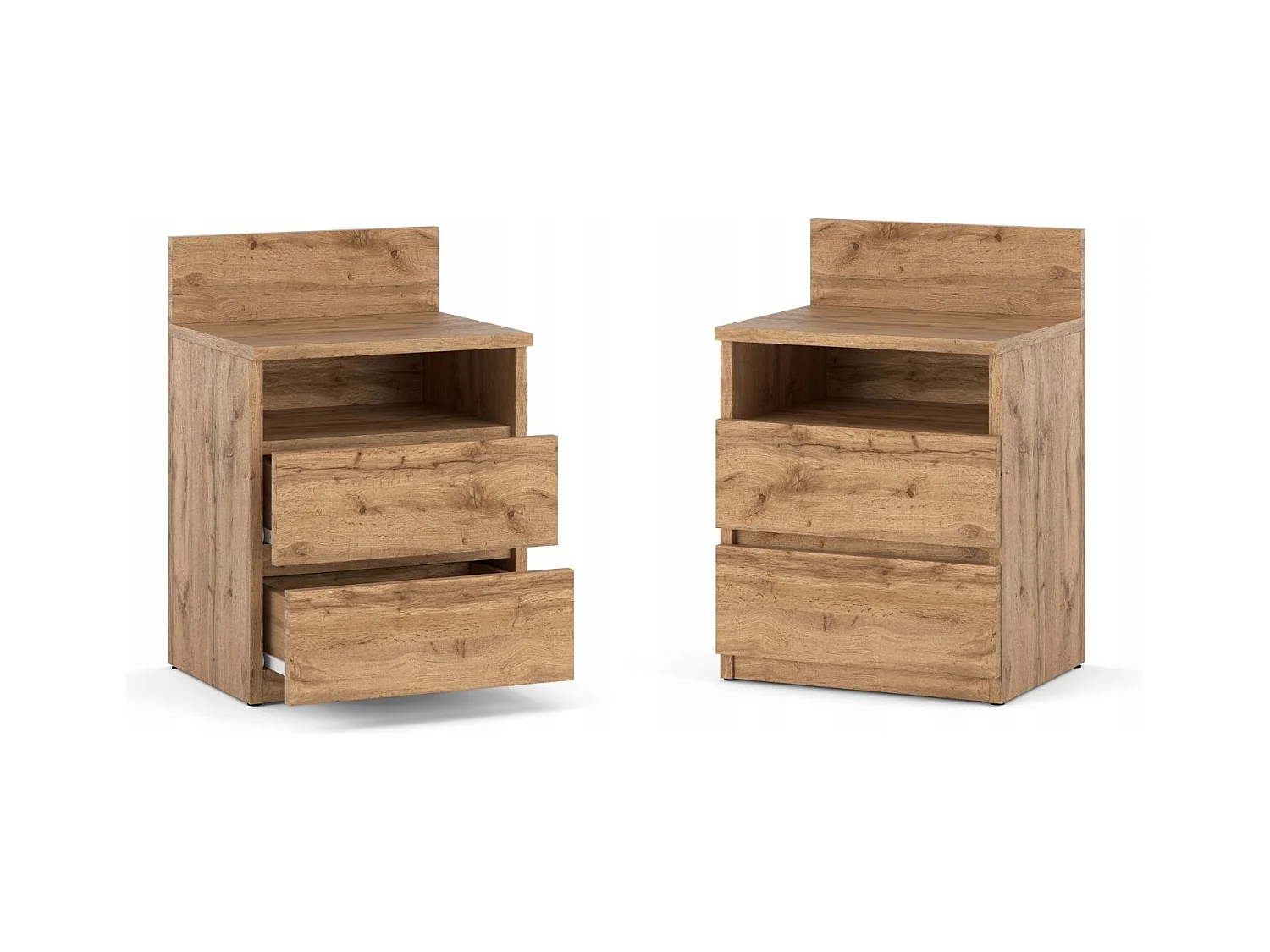 Table de chevet Wotan 40 CM 2 tiroirs 1 étagère – Meuble de chambre à coucher