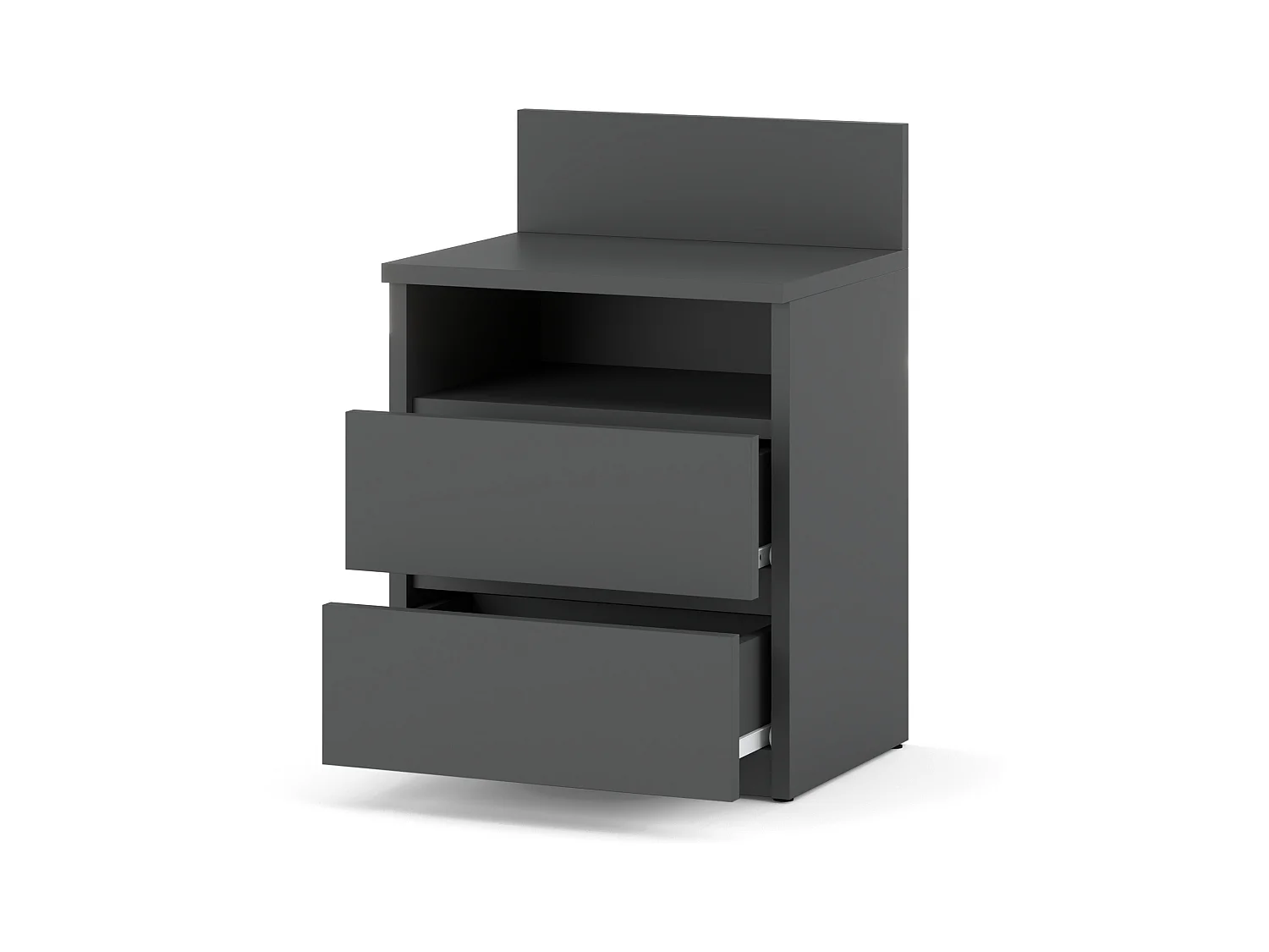 Table de chevet gris 40 cm, 2 tiroirs, meuble de nuit pour chambre à coucher