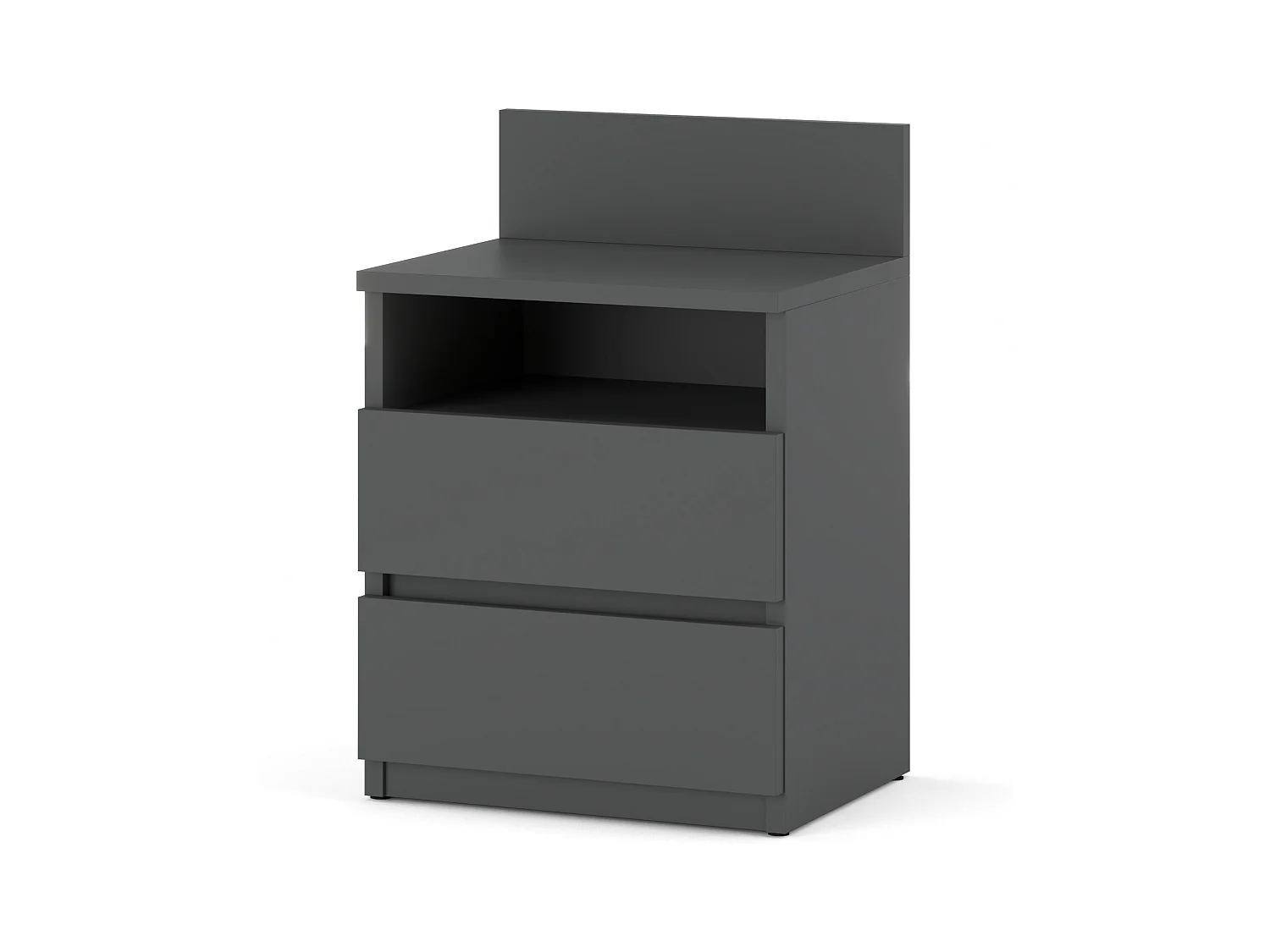 Table de chevet gris 40 cm, 2 tiroirs, meuble de nuit pour chambre à coucher