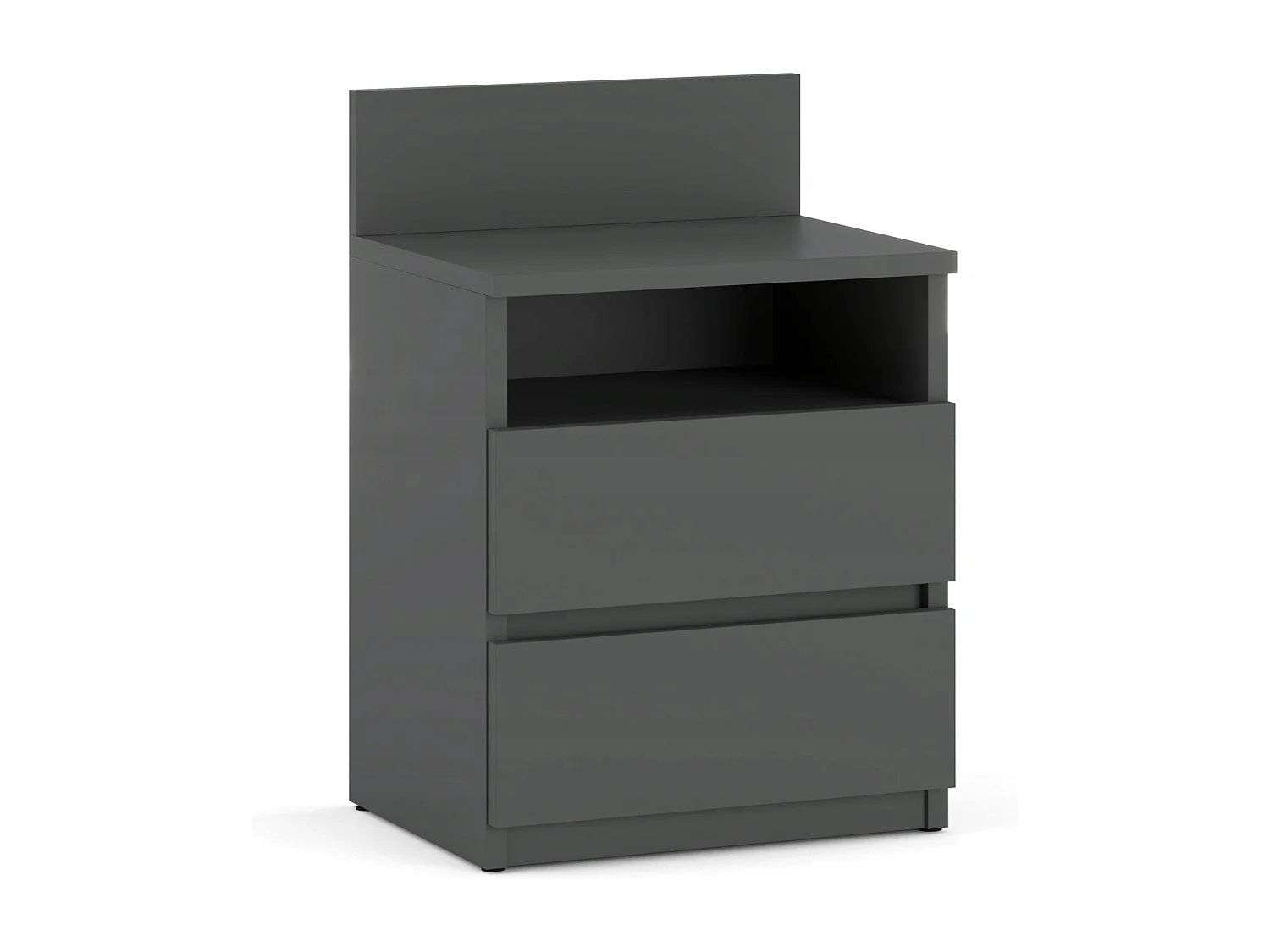 Table de chevet gris 40 cm, 2 tiroirs, meuble de nuit pour chambre à coucher