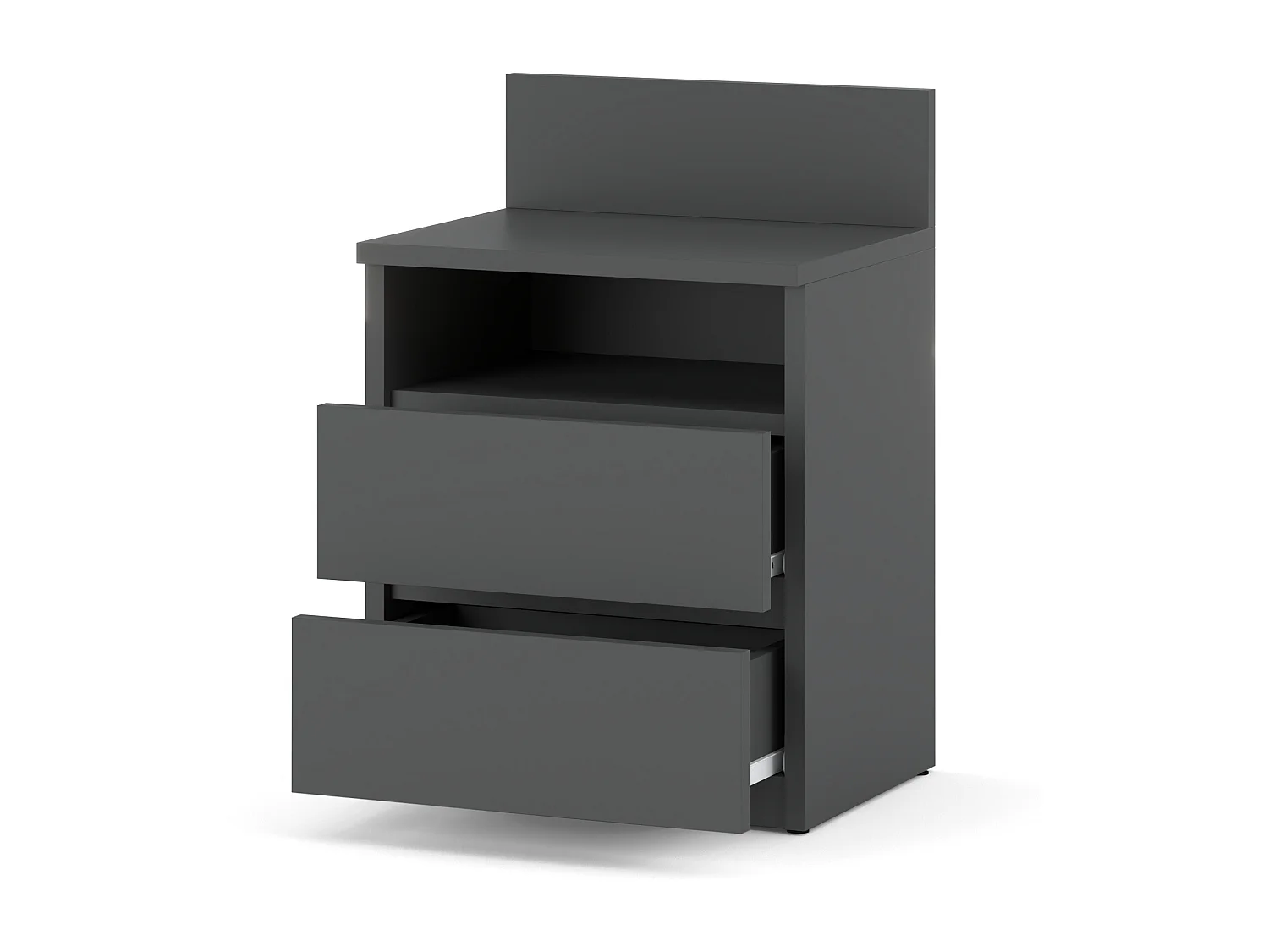 Table de chevet gris 40 cm, 2 tiroirs, meuble de nuit pour chambre à coucher