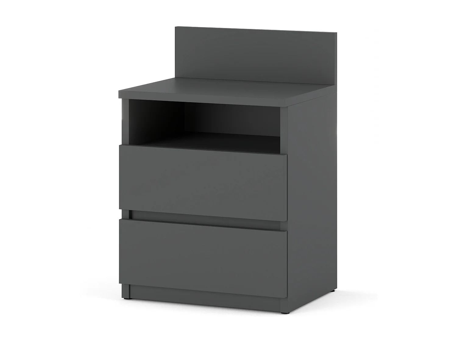 Table de chevet gris 40 cm, 2 tiroirs, meuble de nuit pour chambre à coucher