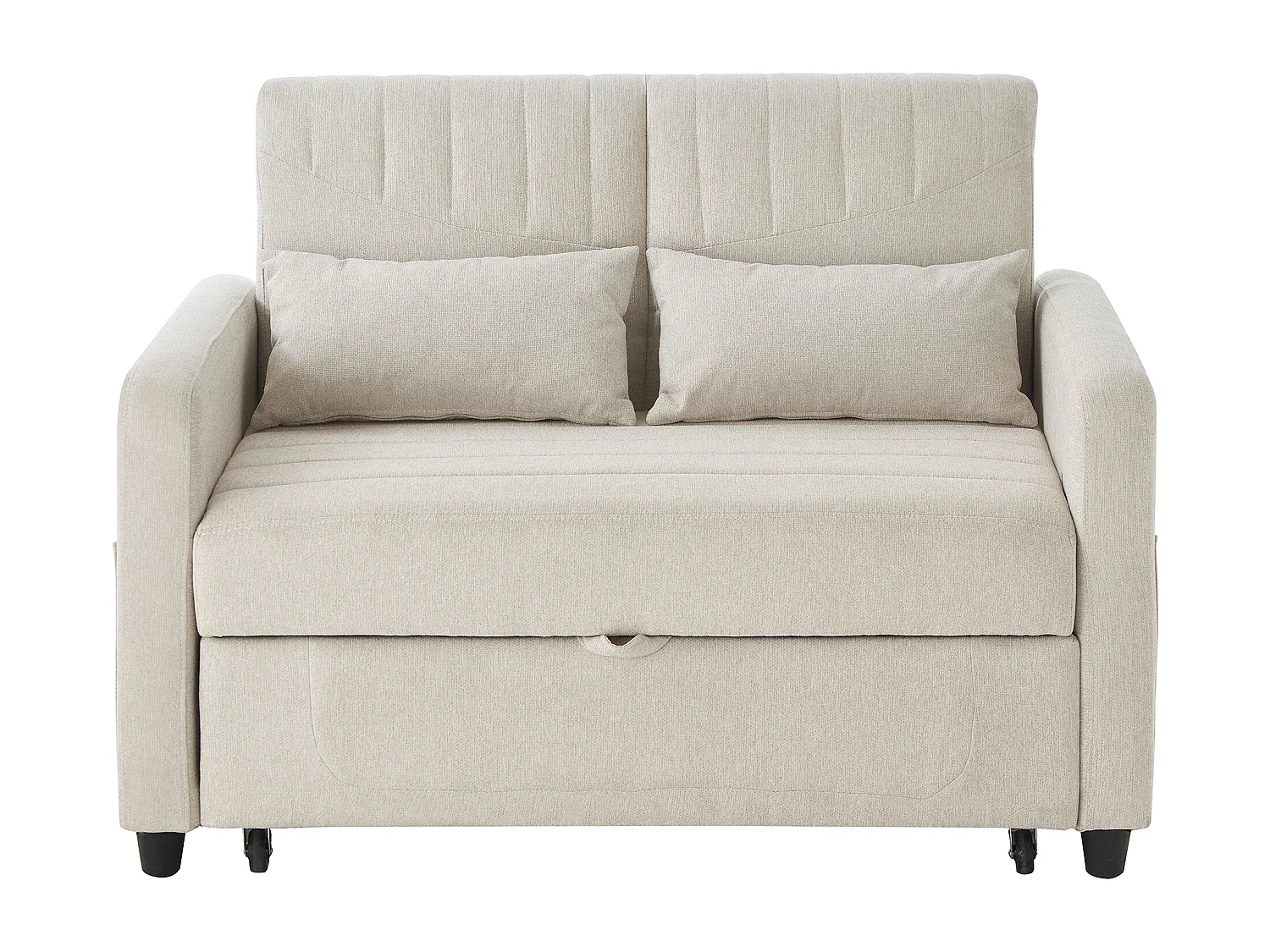 Wandelbares Sofa mit Armlehnen, verstellbarer Rückenlehne und Seitentaschen – Beigefarbenes Leinen