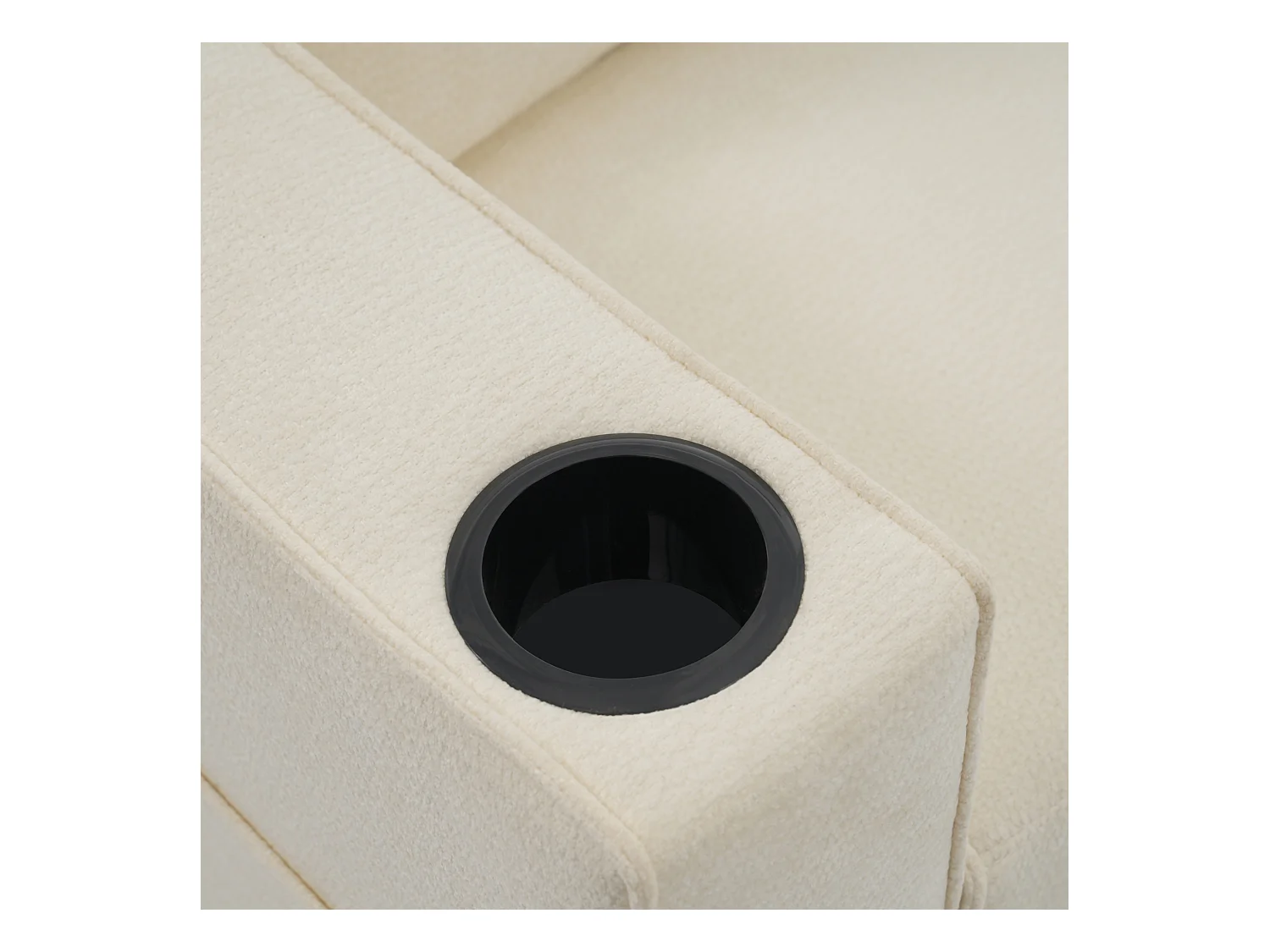 Canapé convertible avec porte-gobelets, étagères de rangement et ports USB - Chenille beige