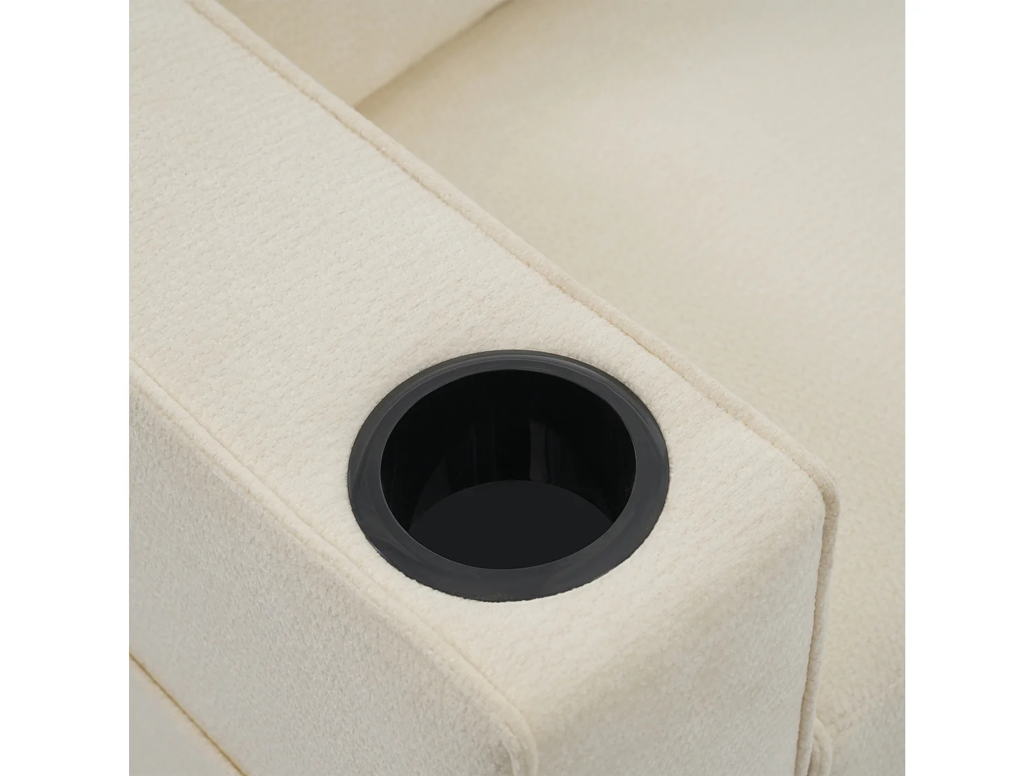 Divano trasformabile con portabicchieri, ripiani contenitore e porte USB - ciniglia beige