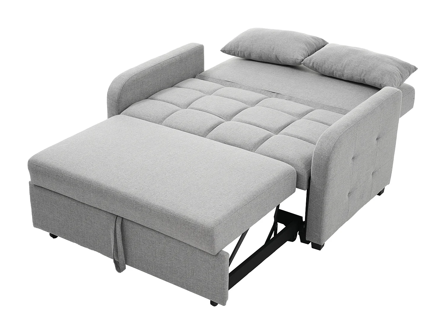 Canapé convertible avec accoudoirs et dossier réglable - lin gris - pour salon et chambre