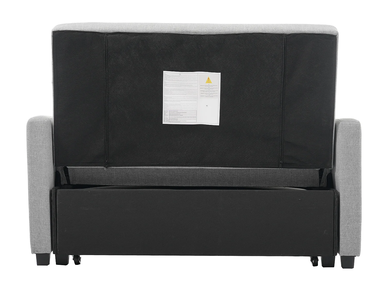 Umwandelbares Sofa mit Armlehnen und verstellbarer Rückenlehne – graues Leinen – für Wohn- und Schlafzimmer