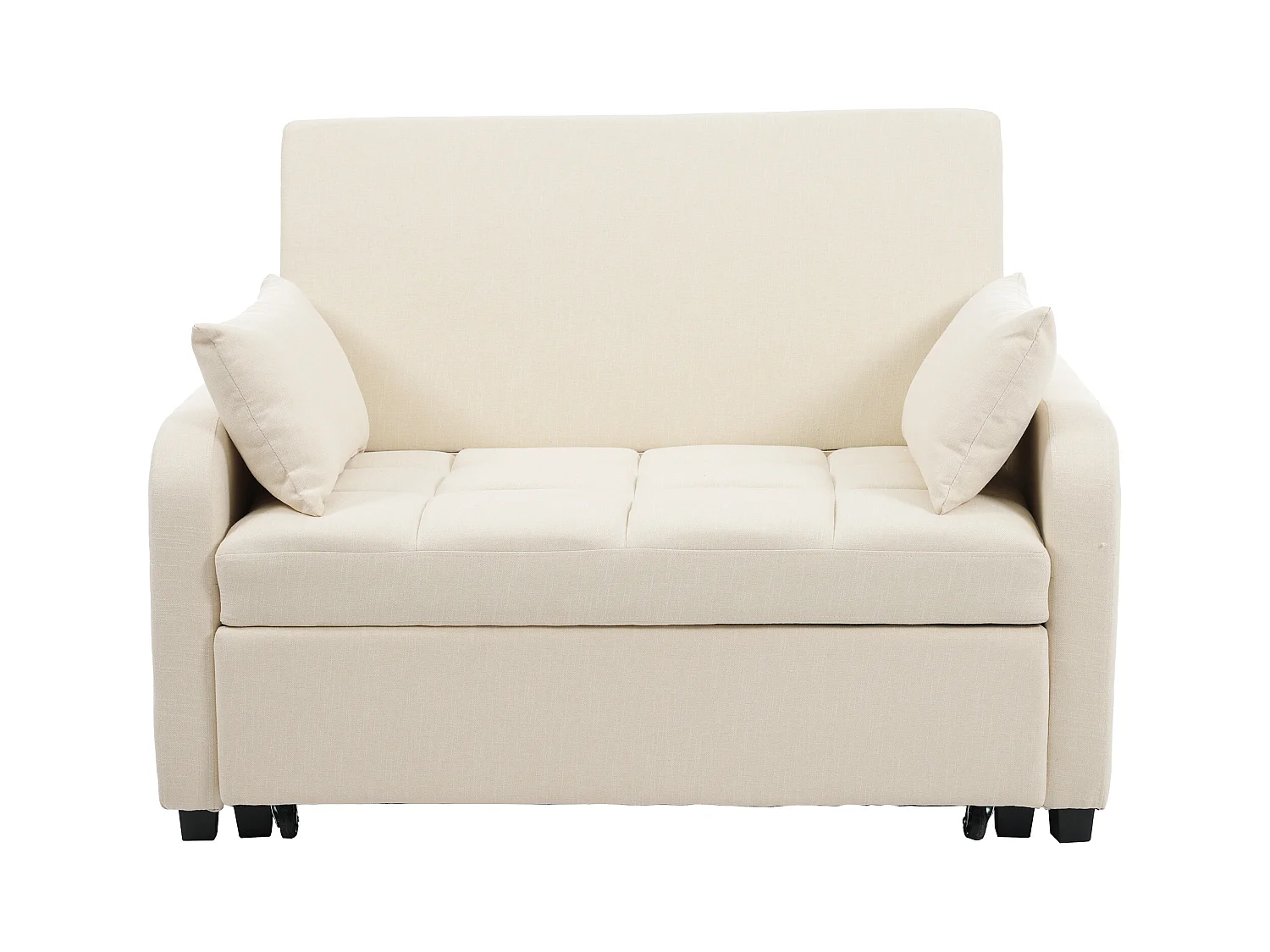 Canapé convertible avec accoudoirs et dossier réglable - lin beige - pour salon et chambre