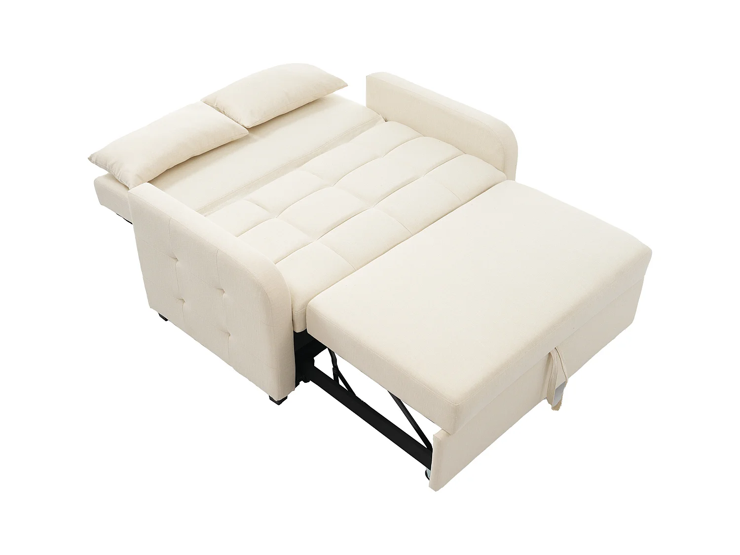 Canapé convertible avec accoudoirs et dossier réglable - lin beige - pour salon et chambre