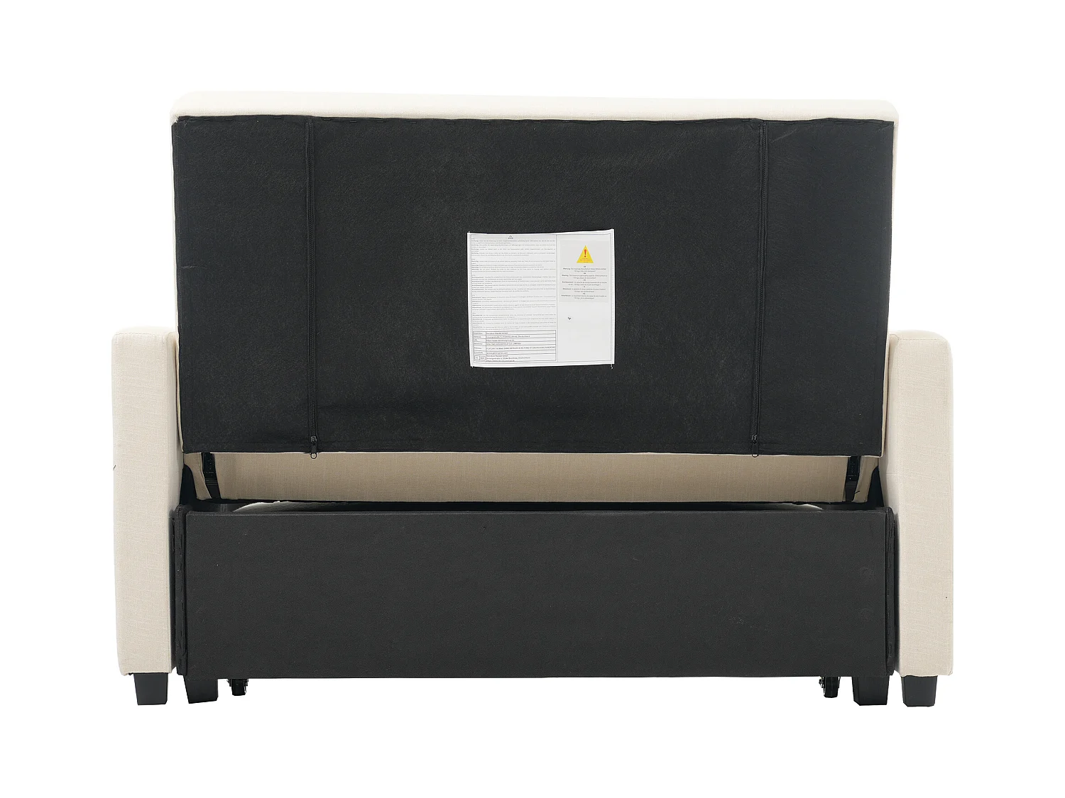 Canapé convertible avec accoudoirs et dossier réglable - lin beige - pour salon et chambre