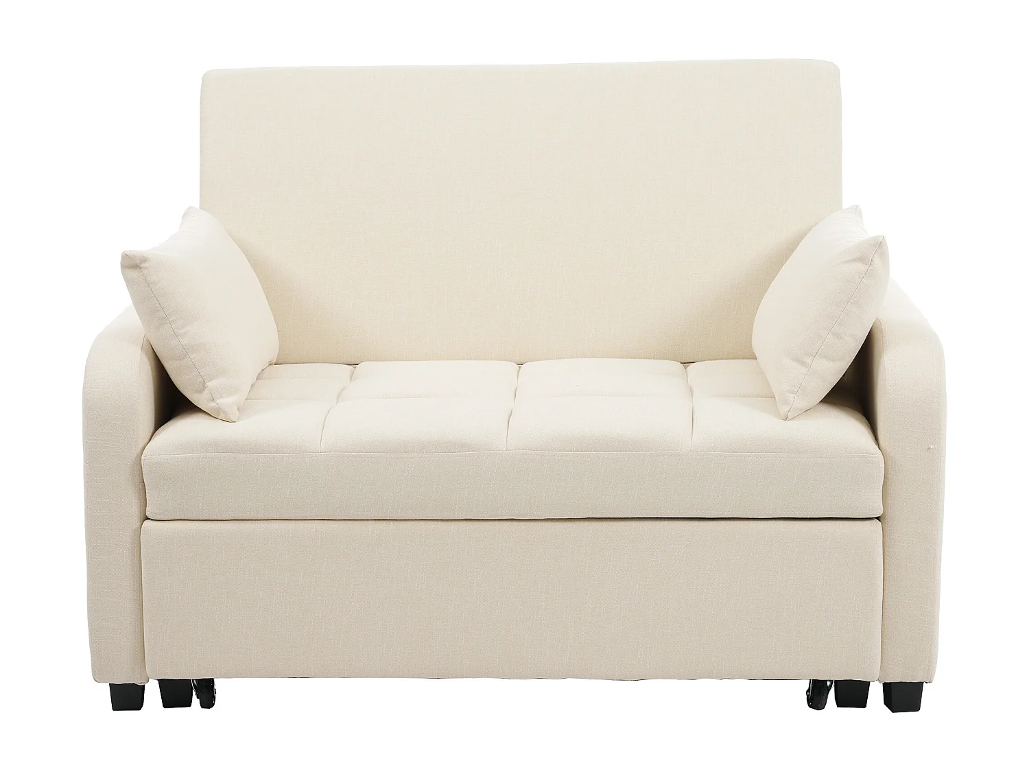 Umwandelbares Sofa mit Armlehnen und verstellbarer Rückenlehne – beiges Leinen – für Wohn- und Schlafzimmer