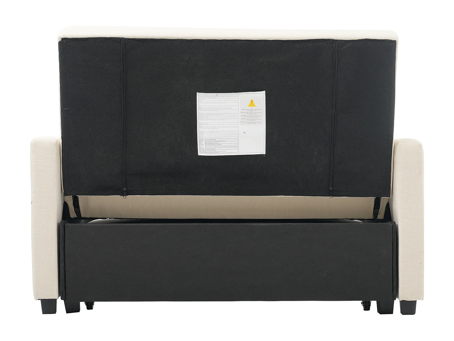 Umwandelbares Sofa mit Armlehnen und verstellbarer Rückenlehne – beiges Leinen – für Wohn- und Schlafzimmer