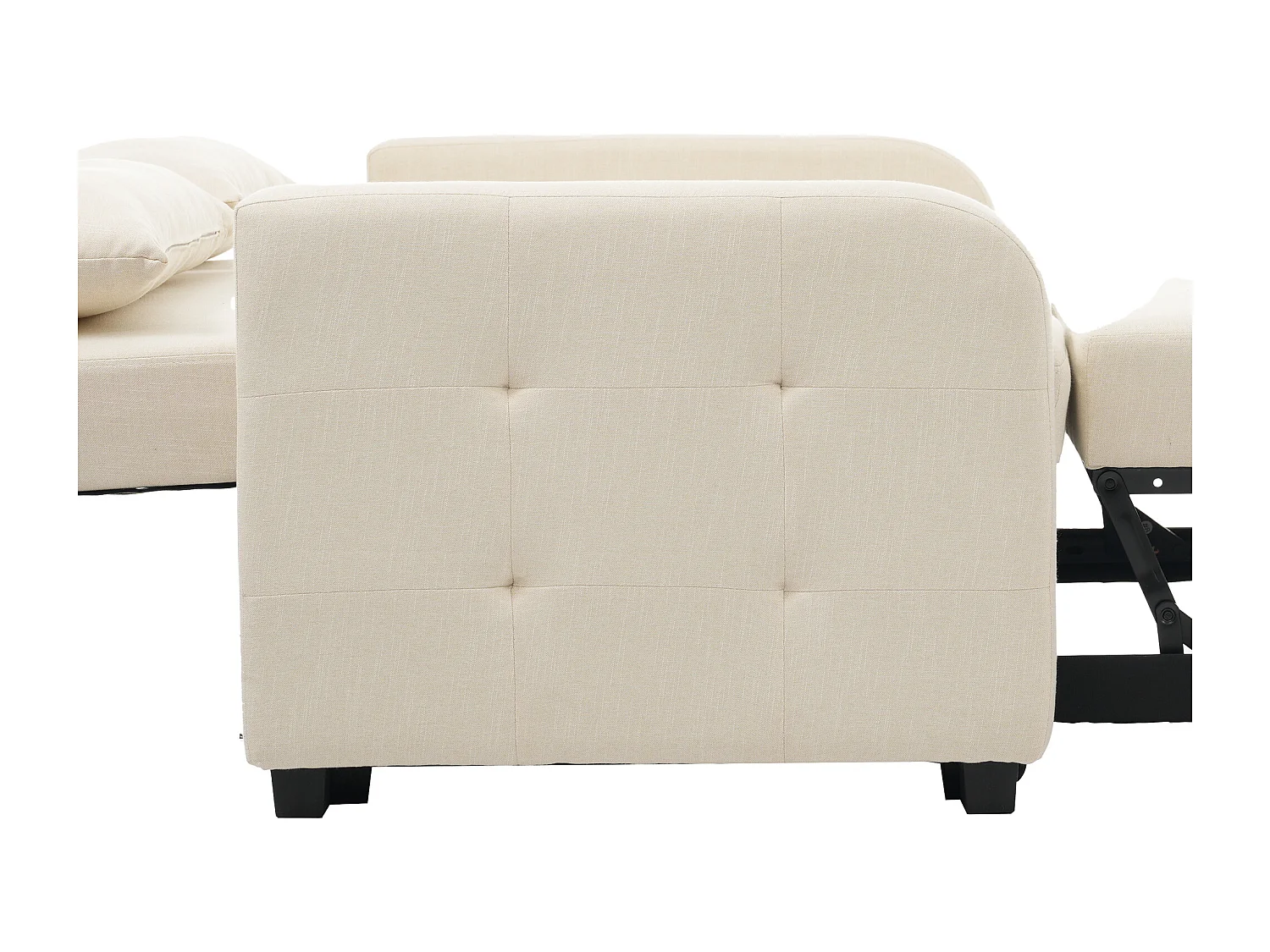 Umwandelbares Sofa mit Armlehnen und verstellbarer Rückenlehne – beiges Leinen – für Wohn- und Schlafzimmer