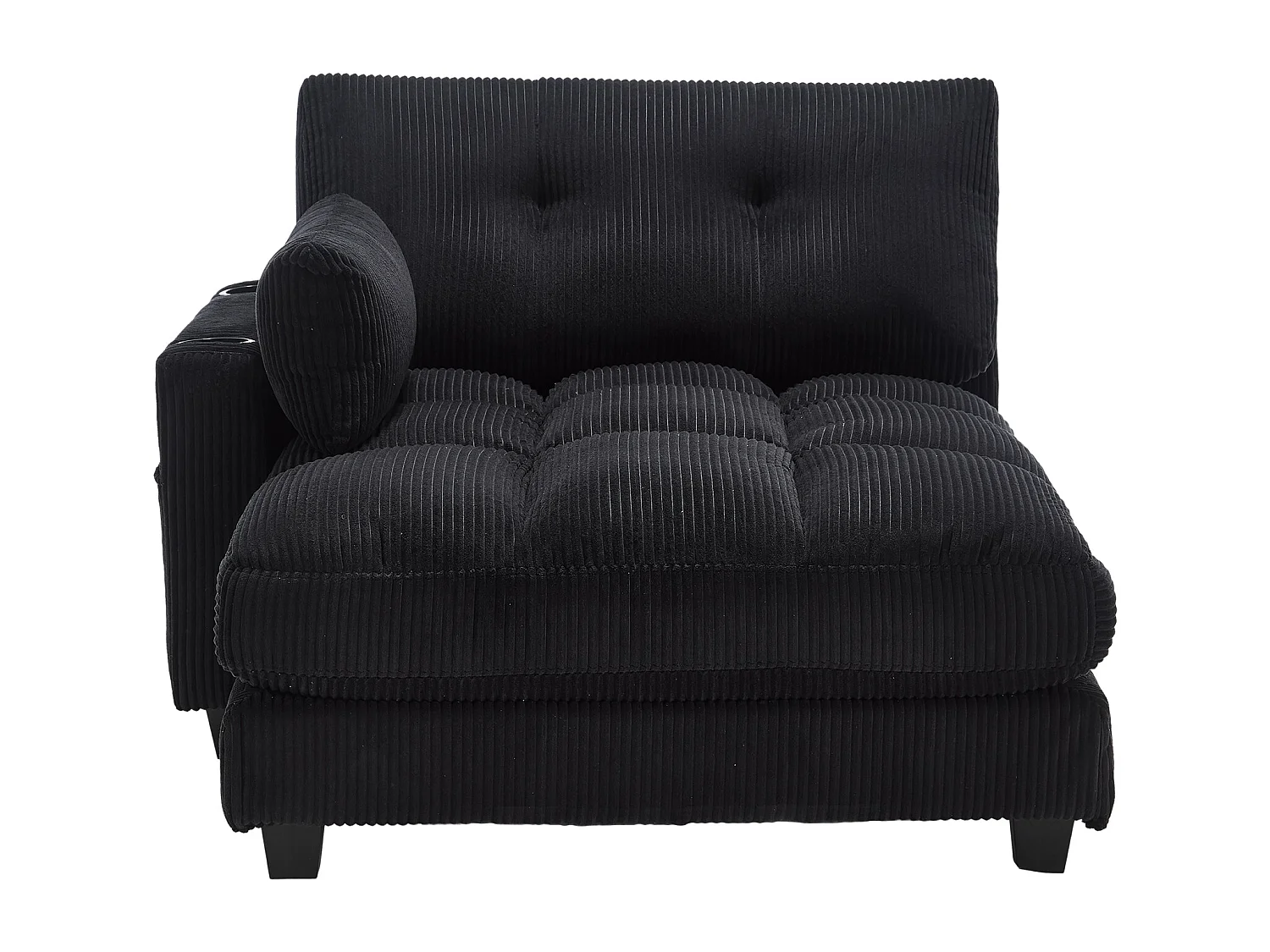 1-Sitzer-Sofa mit gepolsterter Rückenlehne, USB-Anschluss und Getränkehalter – Schwarzer Cord