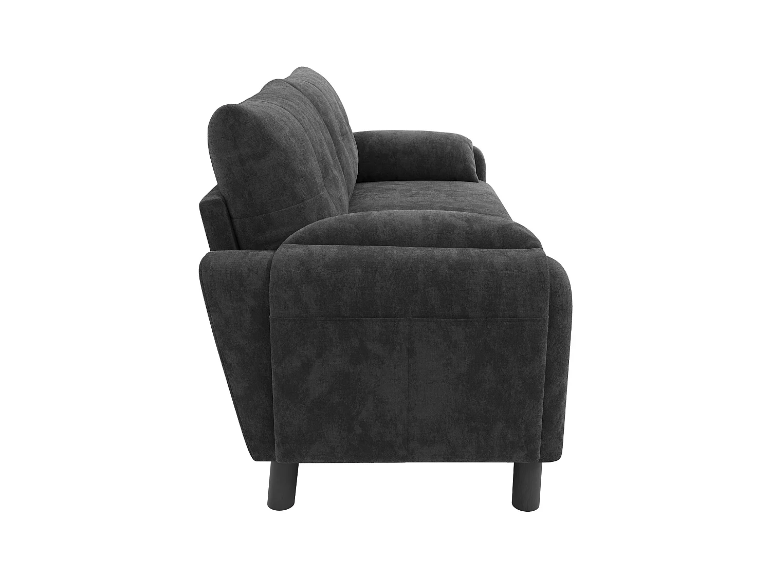 Canapé 2 places avec poches latérales et accoudoirs, dossier rembourré - chenille gris foncé