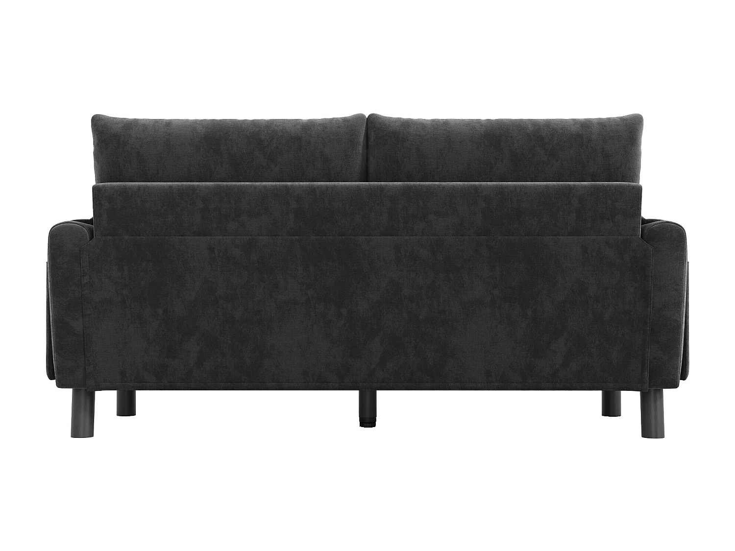 2-zitsbank met zijvakken en armleuningen, gewatteerde rugleuning - donkergrijze chenille