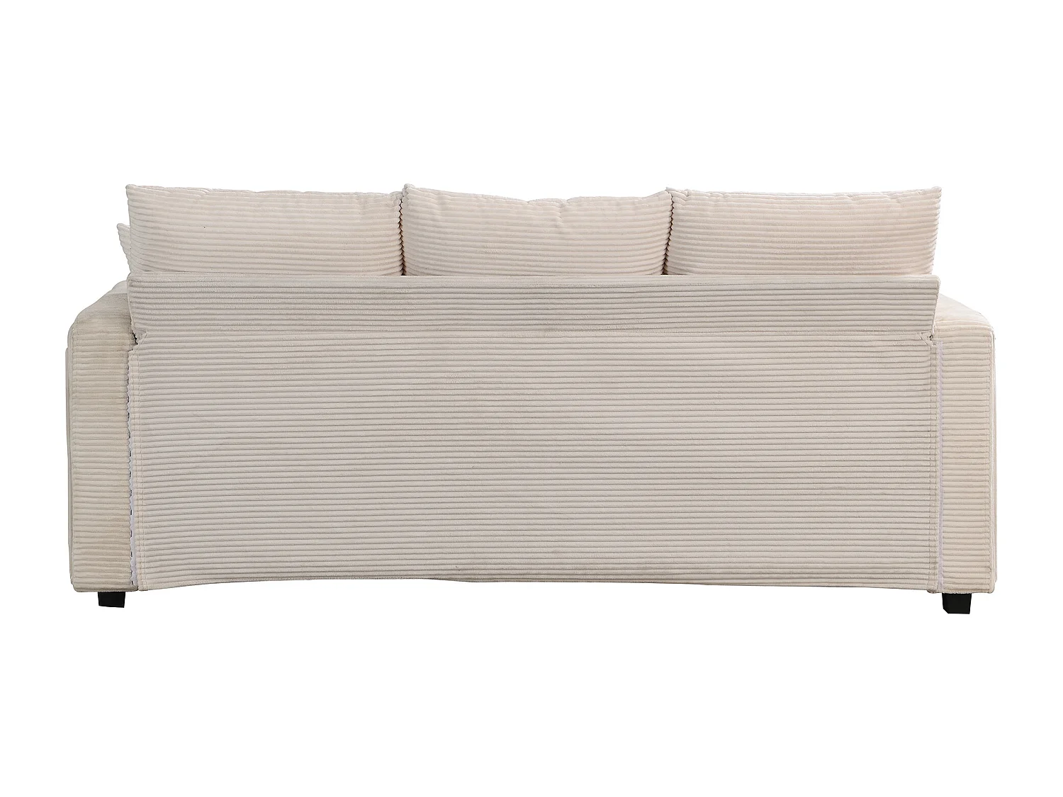 Sofa 3-osobowa, Narożnik z oświetleniem LED i podnóżkiem - beżowy sztruks