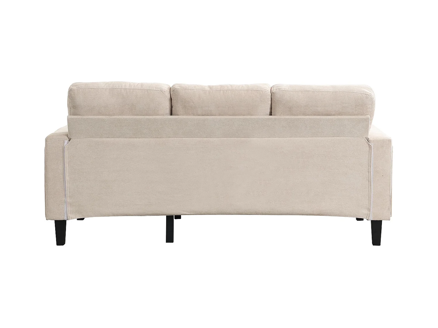 Sofa 3-osobowa z paskiem świetlnym LED i portem USB, mobilny podnóżek – beżowy szenil