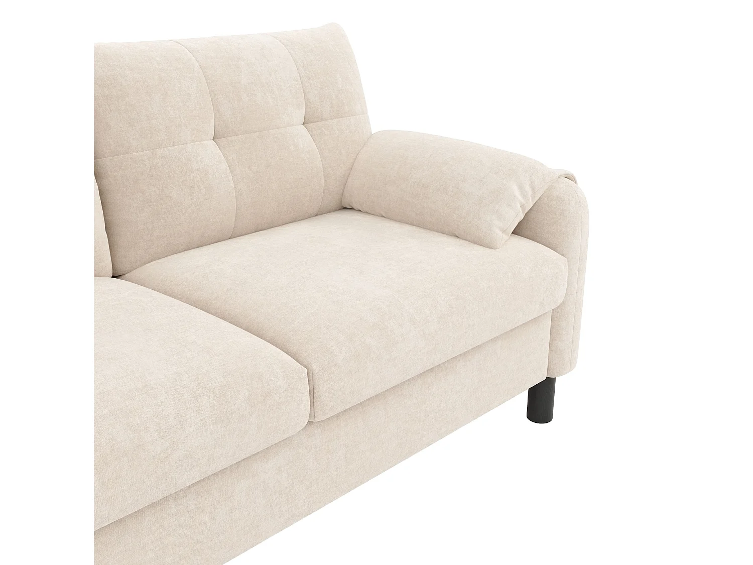 2-zitsbank met zijvakken en armleuningen, gewatteerde rugleuning - beige chenille