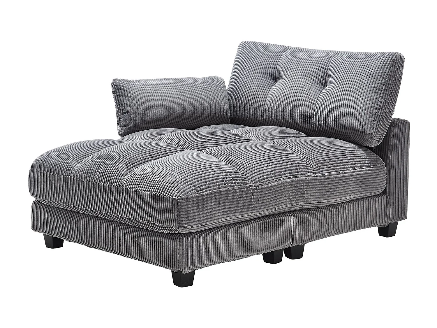 Sofa 1-osobowa z tapicerowanym oparciem, portem USB i uchwytem na kubek – szary sztruks