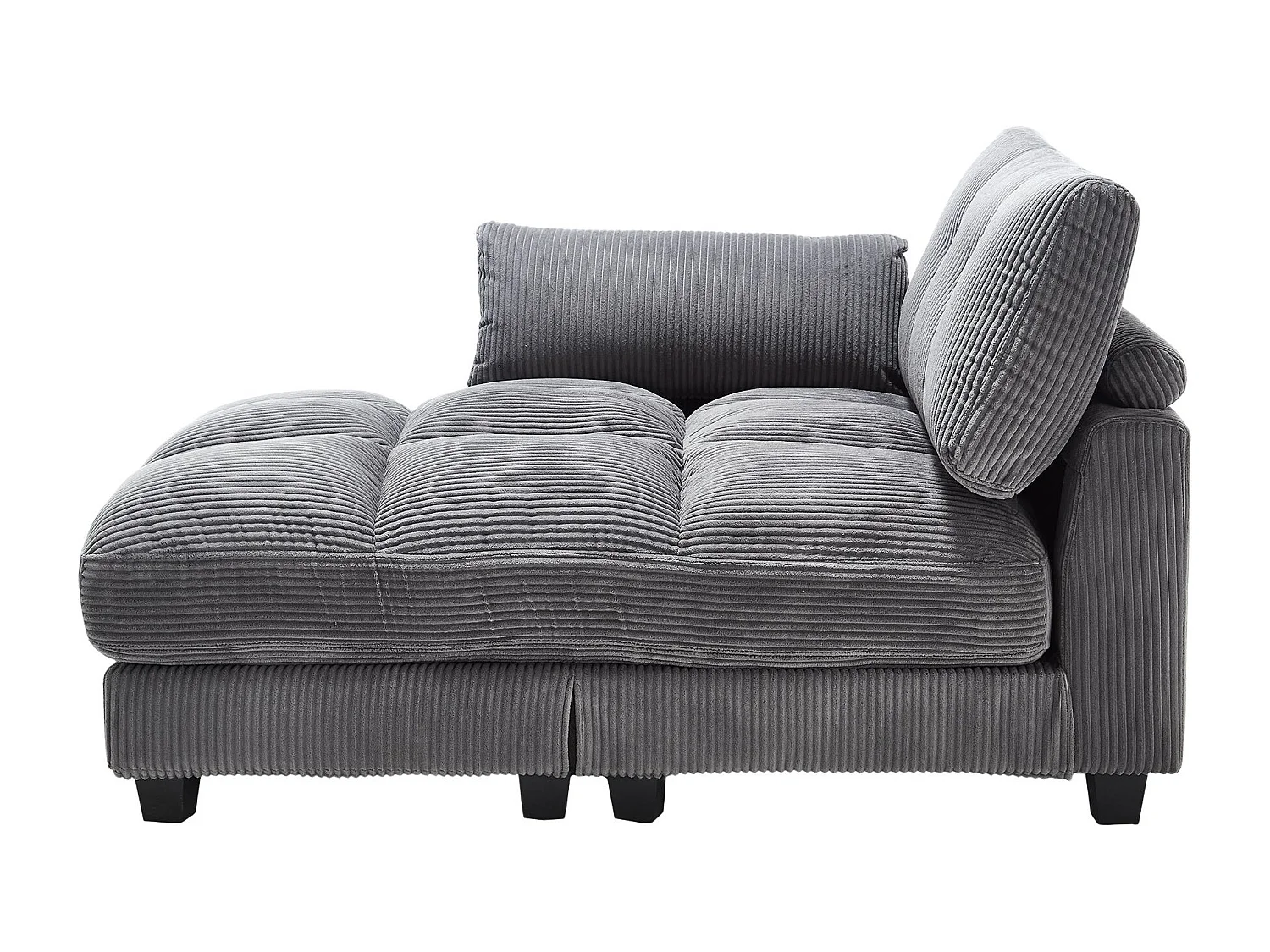 Sofa 1-osobowa z tapicerowanym oparciem, portem USB i uchwytem na kubek – szary sztruks