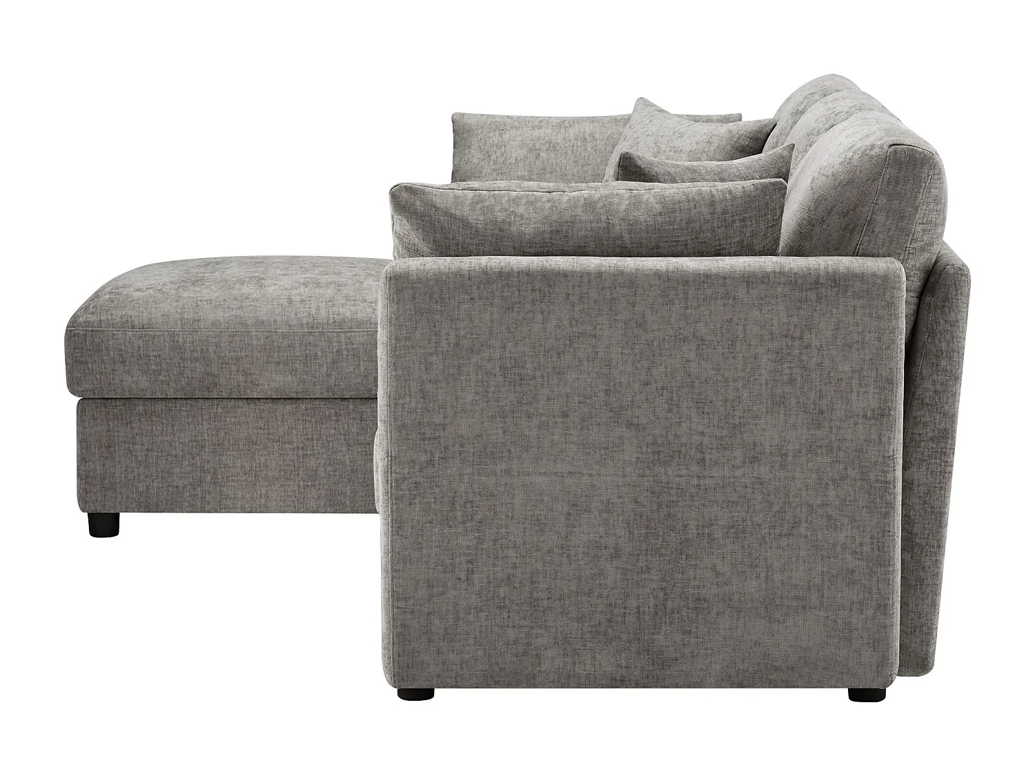 3-zitsbank, Hoekbank met voetenbank en verstelbare armleuningen - Grijs chenille