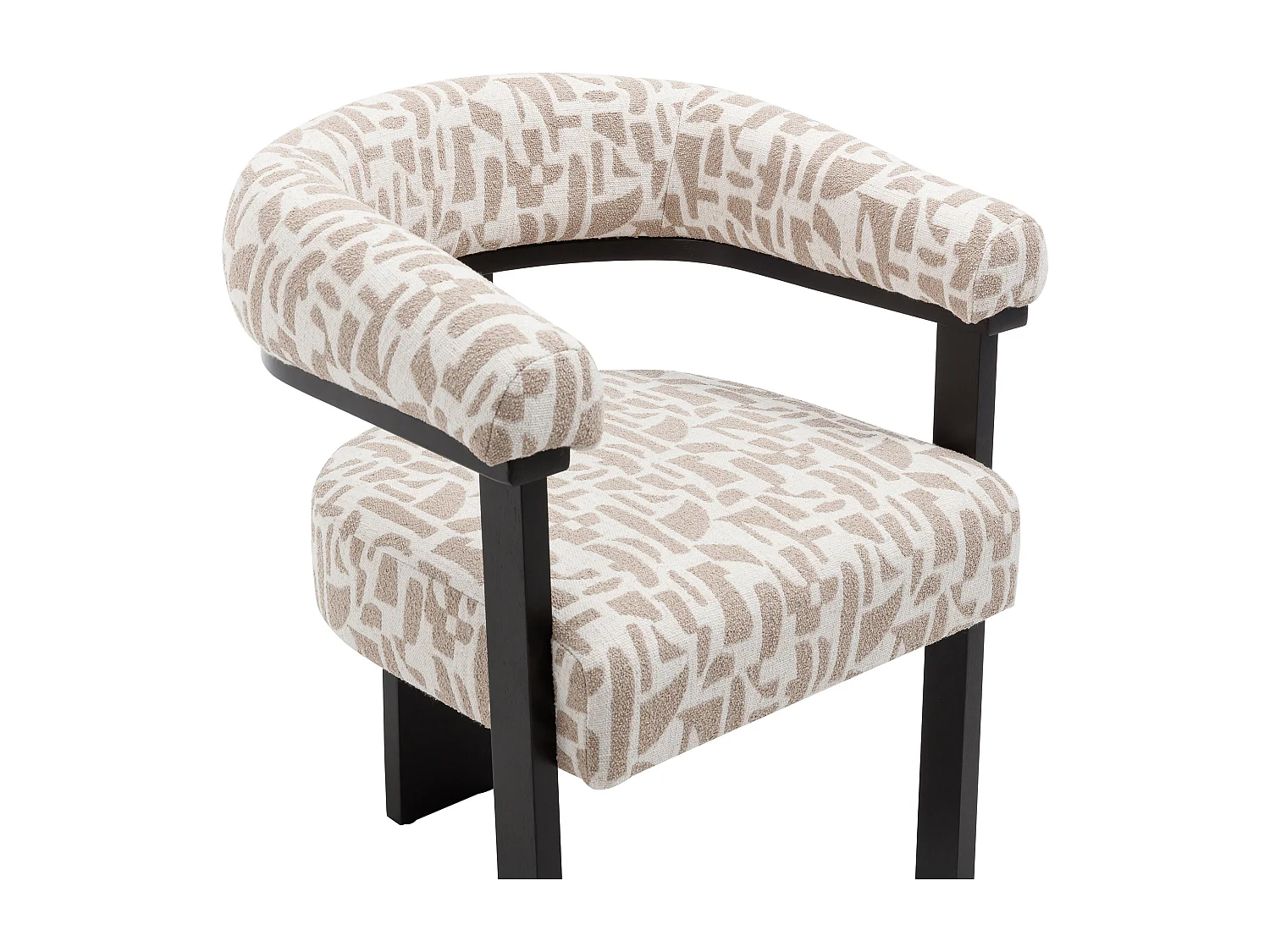 Sæt med 6 stole med armlæn i tofarvet tekstureret stof og sort gummitræ - Cremefarvede og taupe - LIVELIA af Pascal Morabito