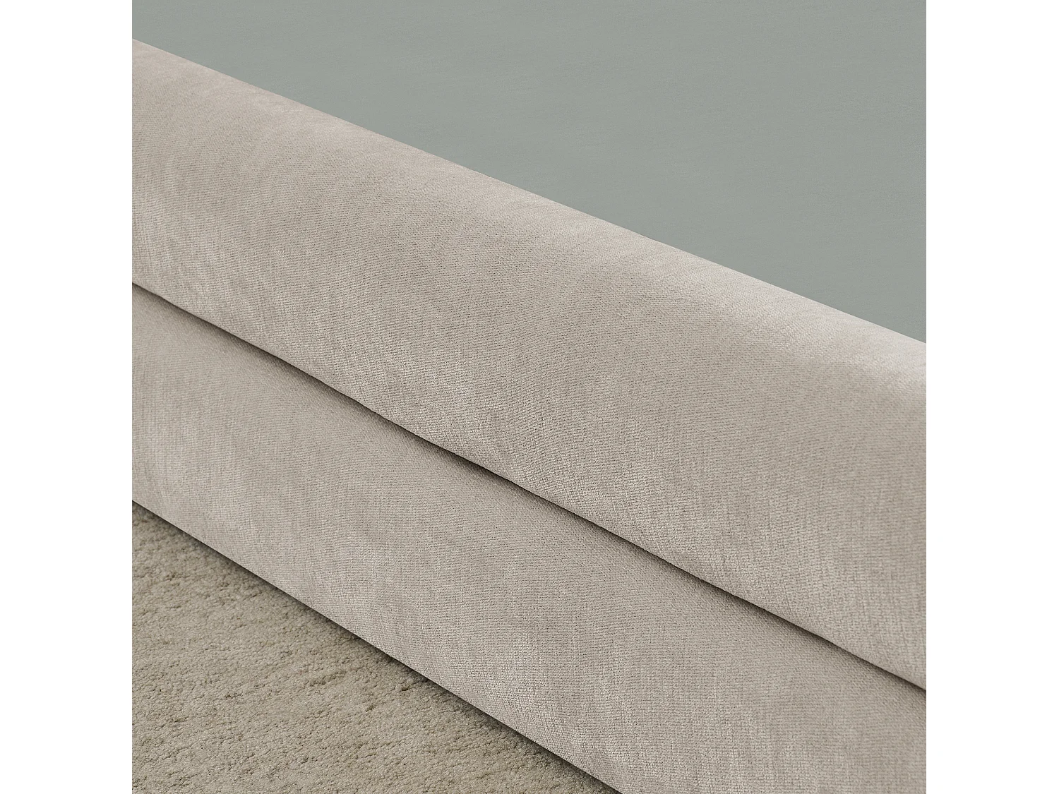 Eenpersoonsbed 90x200 cm met hoofdbord en gevoerde lattenbodem, chenille beige - zonder matras