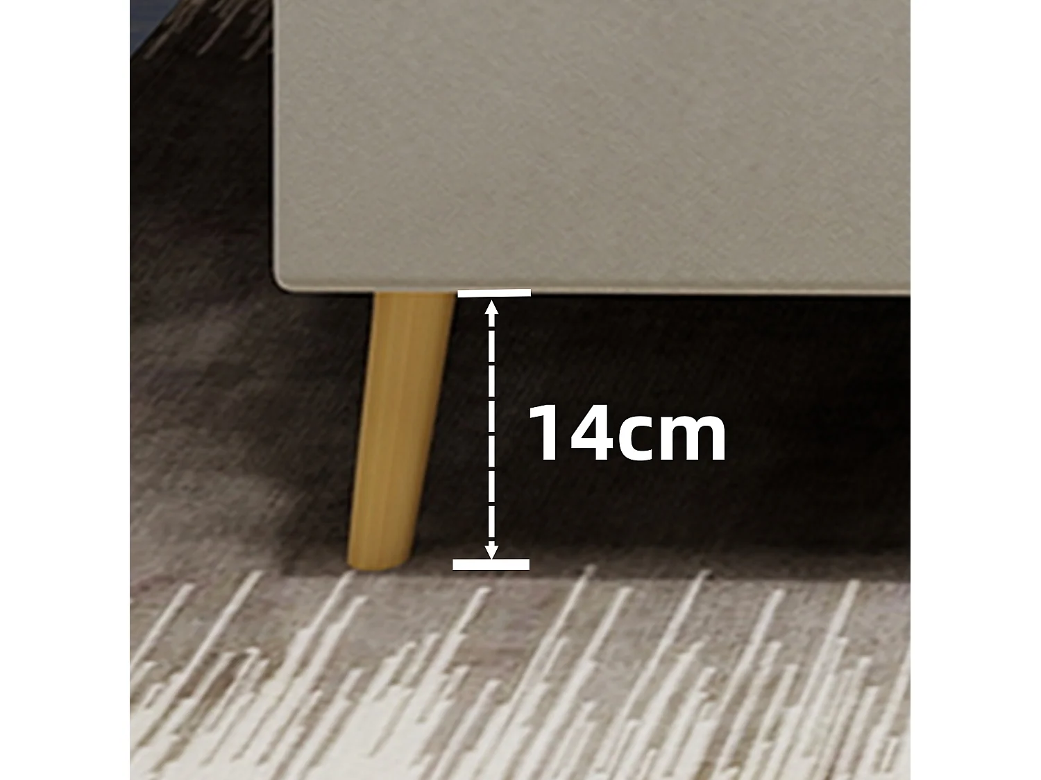 140 x 200 cm großes Erwachsenenbett mit LED-Beleuchtung und gepolstertem Kopfteil – beiger Samt (ohne Matratze)