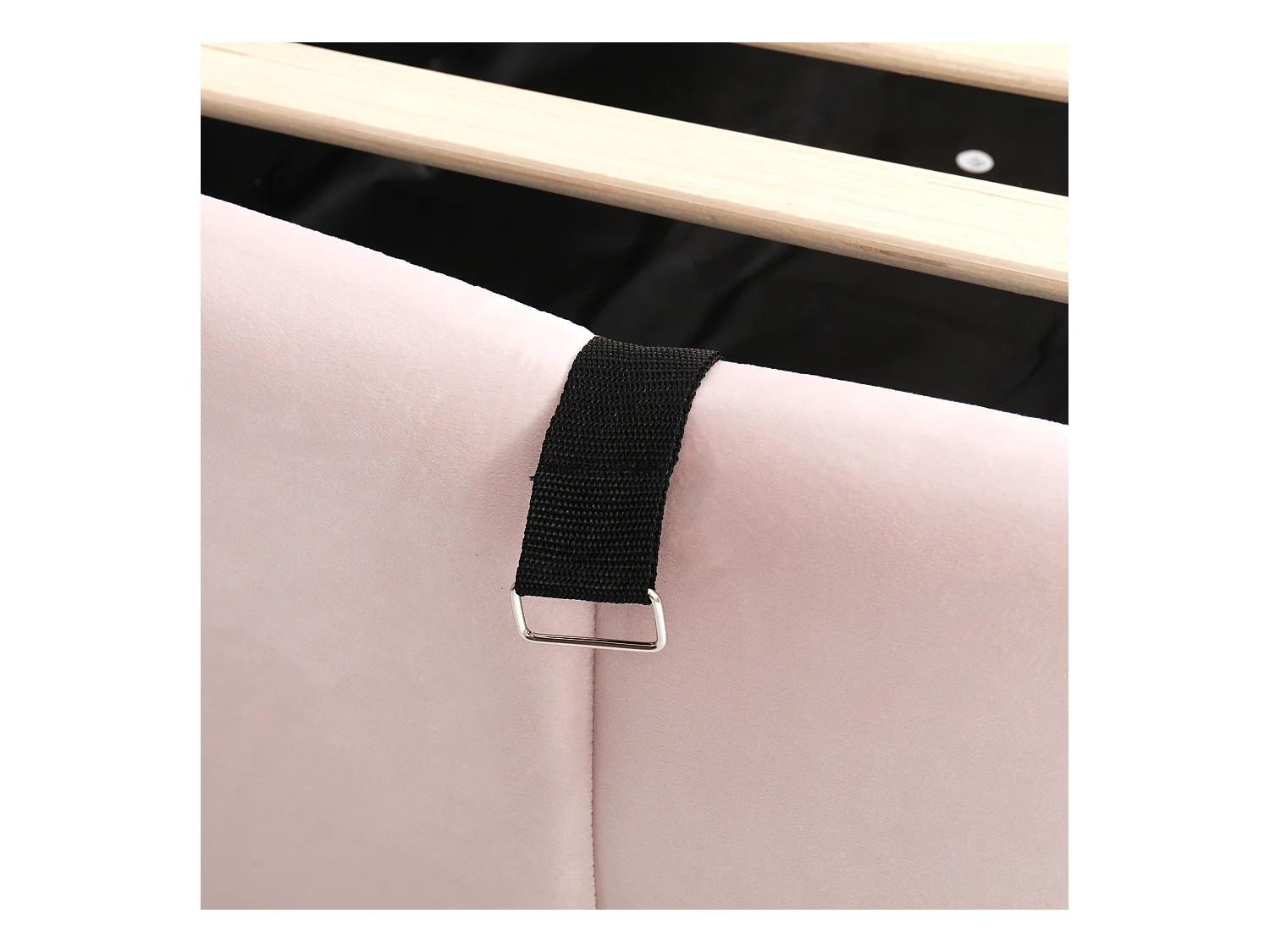 Lit banquette 90x200 cm avec rangement et sommier à lattes, prise USB - velours rose (sans matelas)