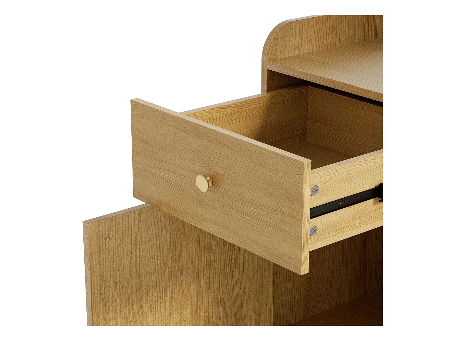 Porte-manteau naturel avec miroir et crochets réglables, 2 tiroirs de rangement - pour l'entrée