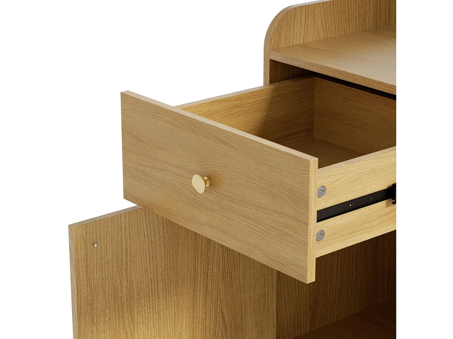 Naturfarbene Garderobe mit Spiegel, verstellbaren Haken und 2 Schubladen – für den Eingangsbereich