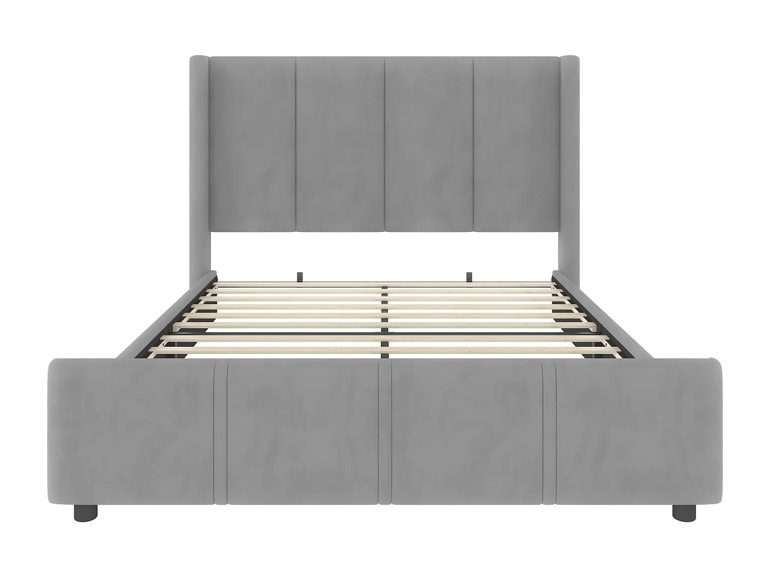 Doppelbett 140x200 cm mit Kopfteil und Lattenrost, USB-Anschluss - Samt grau (ohne Matratze)