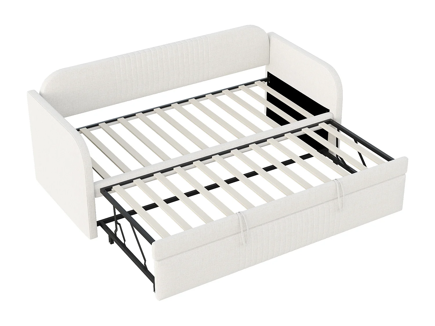 Schlafsofa 90/180 x 190 cm mit Ausziehbett und Lattenrost – Leinen in Beige (ohne Matratze)