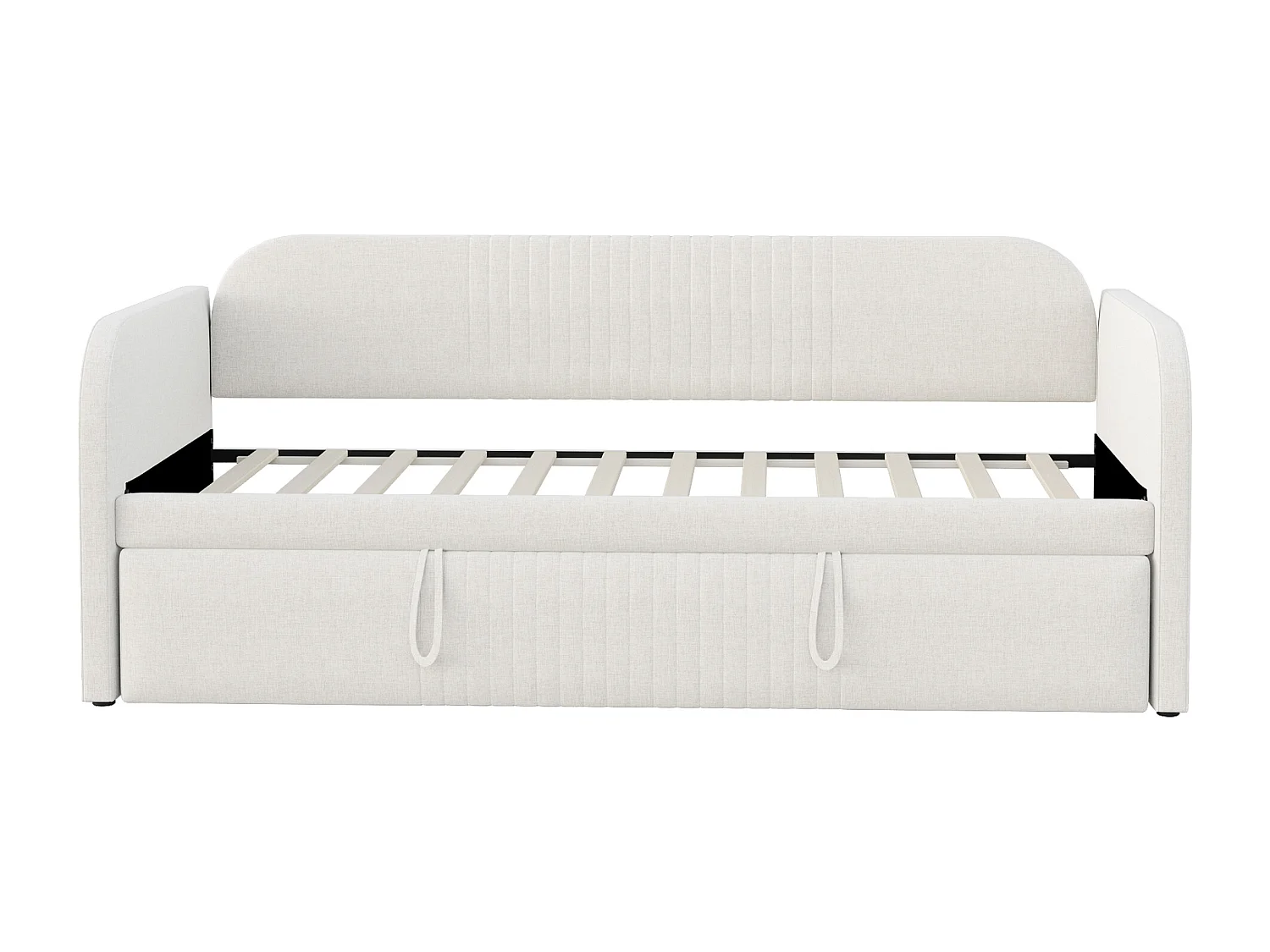 Schlafsofa 90/180 x 190 cm mit Ausziehbett und Lattenrost – Leinen in Beige (ohne Matratze)