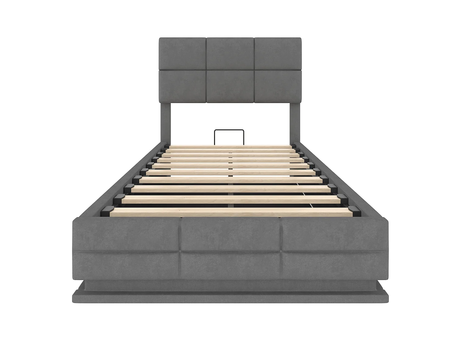 Lit coffre adulte 90x200 cm avec LED et port USB, tête de lit réglable - velours gris (sans matelas)