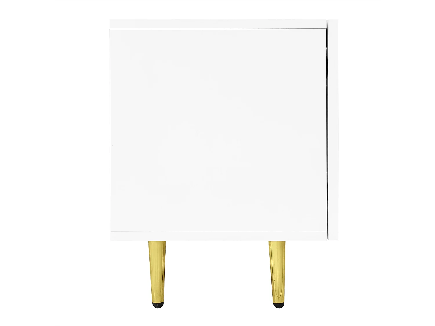 Biała szafka RTV z 4 drzwiami na wysoki połysk i złotymi nogami - do salonu i biura